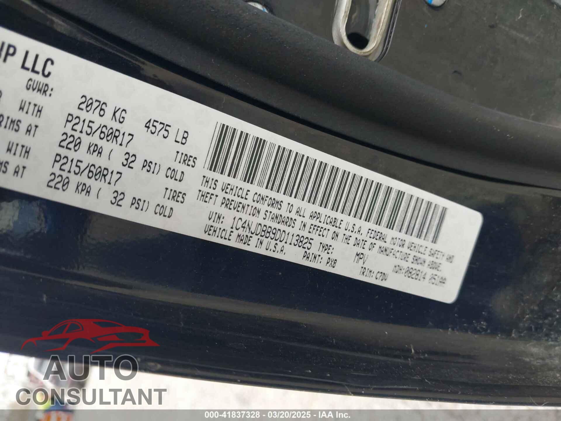 JEEP COMPASS 2013 - 1C4NJDBB9DD113825