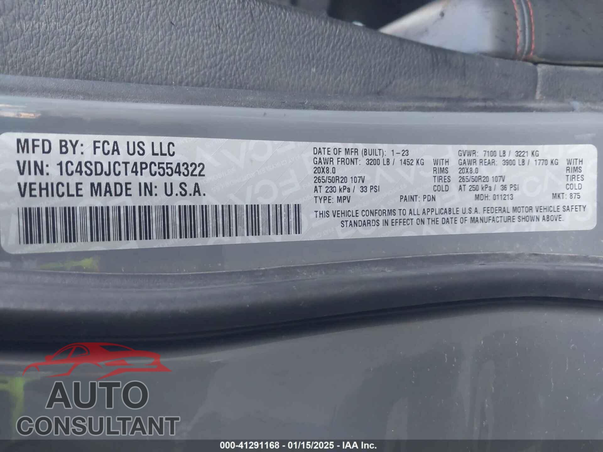 DODGE DURANGO 2023 - 1C4SDJCT4PC554322