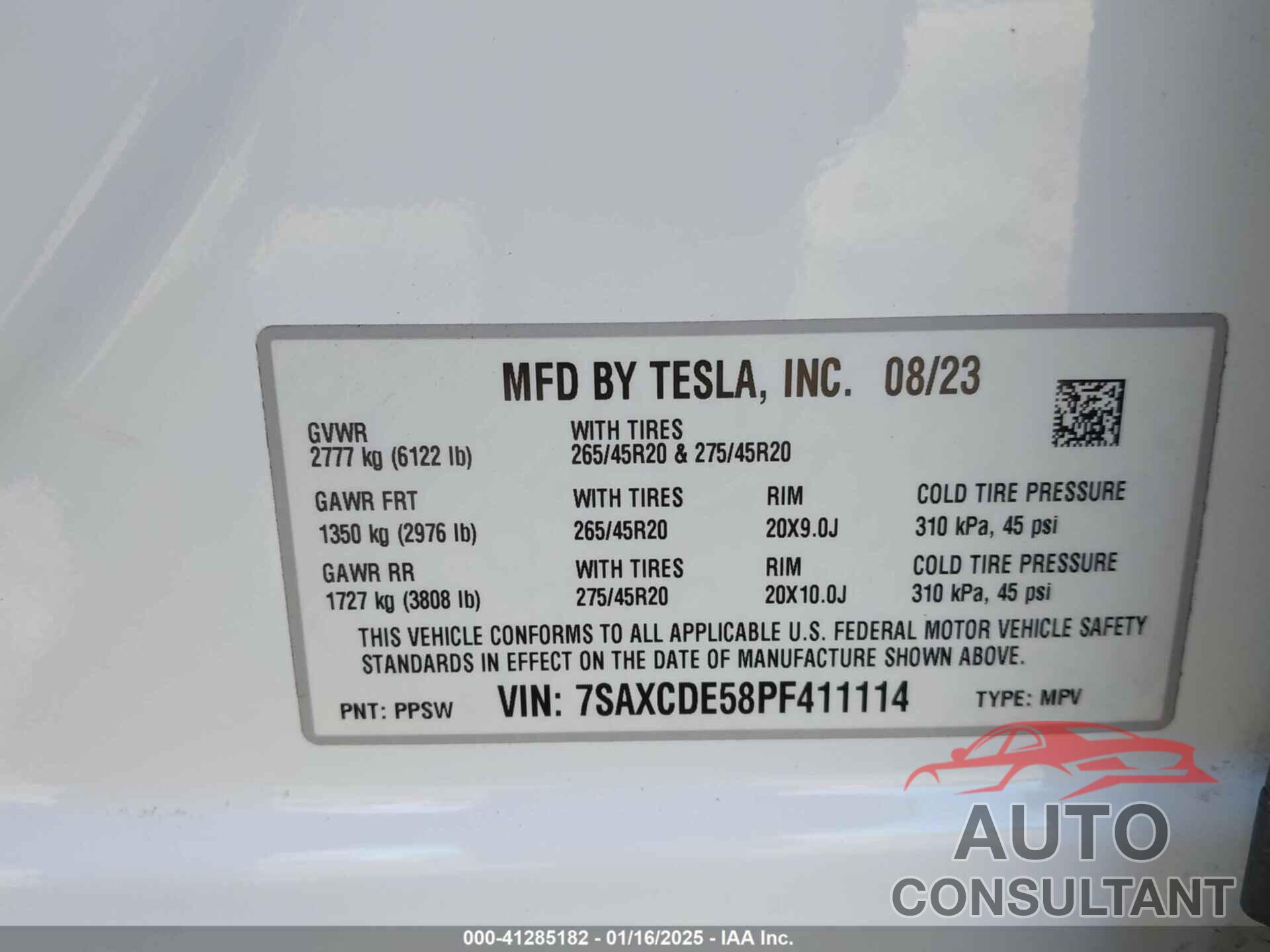 TESLA MODEL X 2023 - 7SAXCDE58PF411114