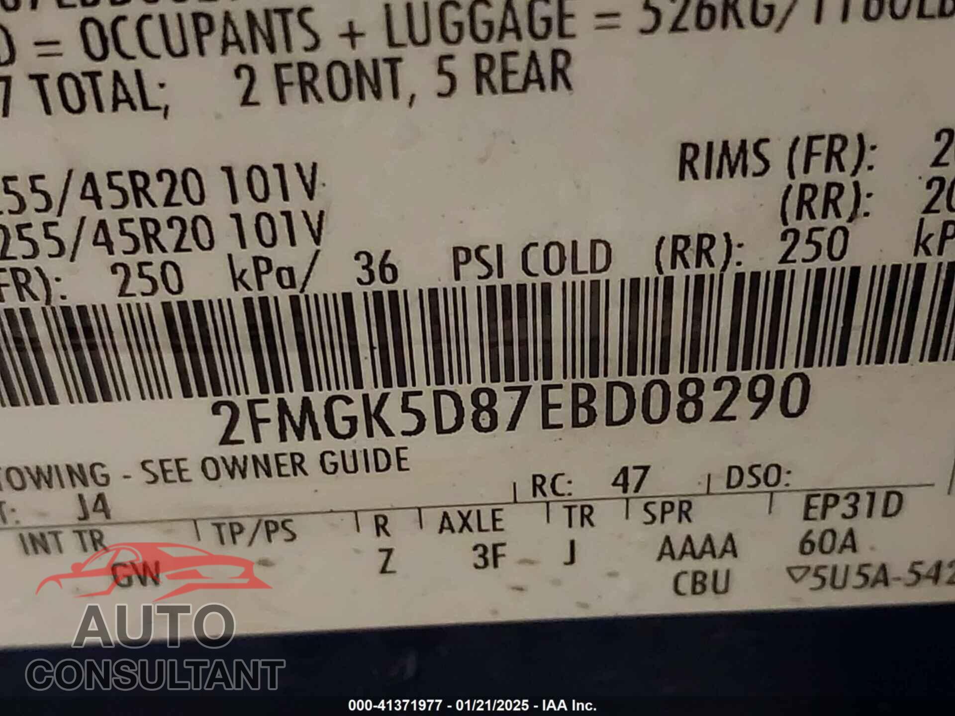 FORD FLEX 2014 - 2FMGK5D87EBD08290