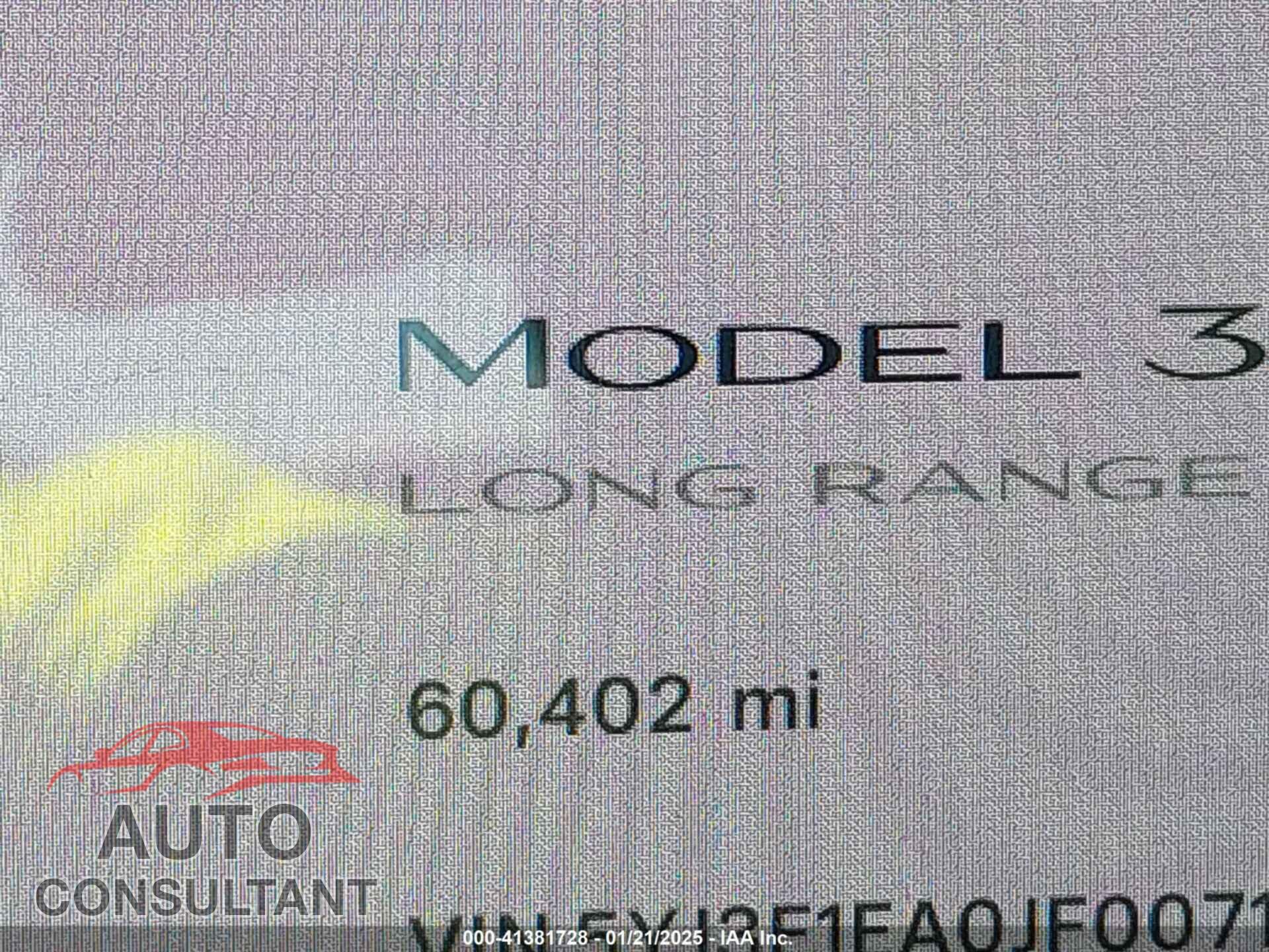 TESLA MODEL 3 2018 - 5YJ3E1EA0JF007104