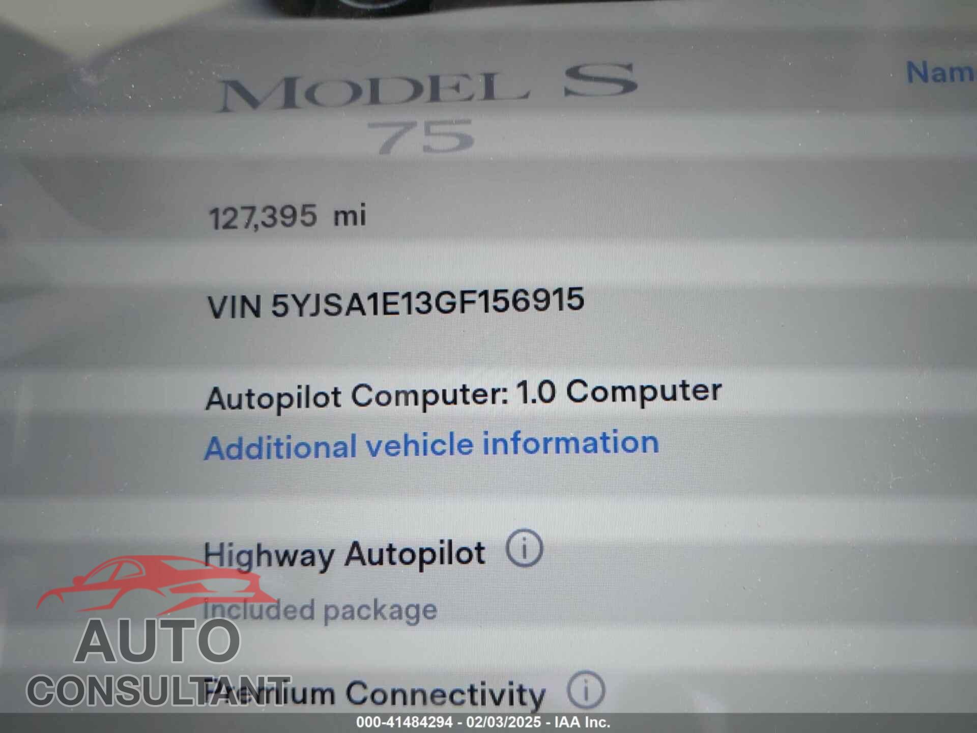 TESLA MODEL S 2016 - 5YJSA1E13GF156915