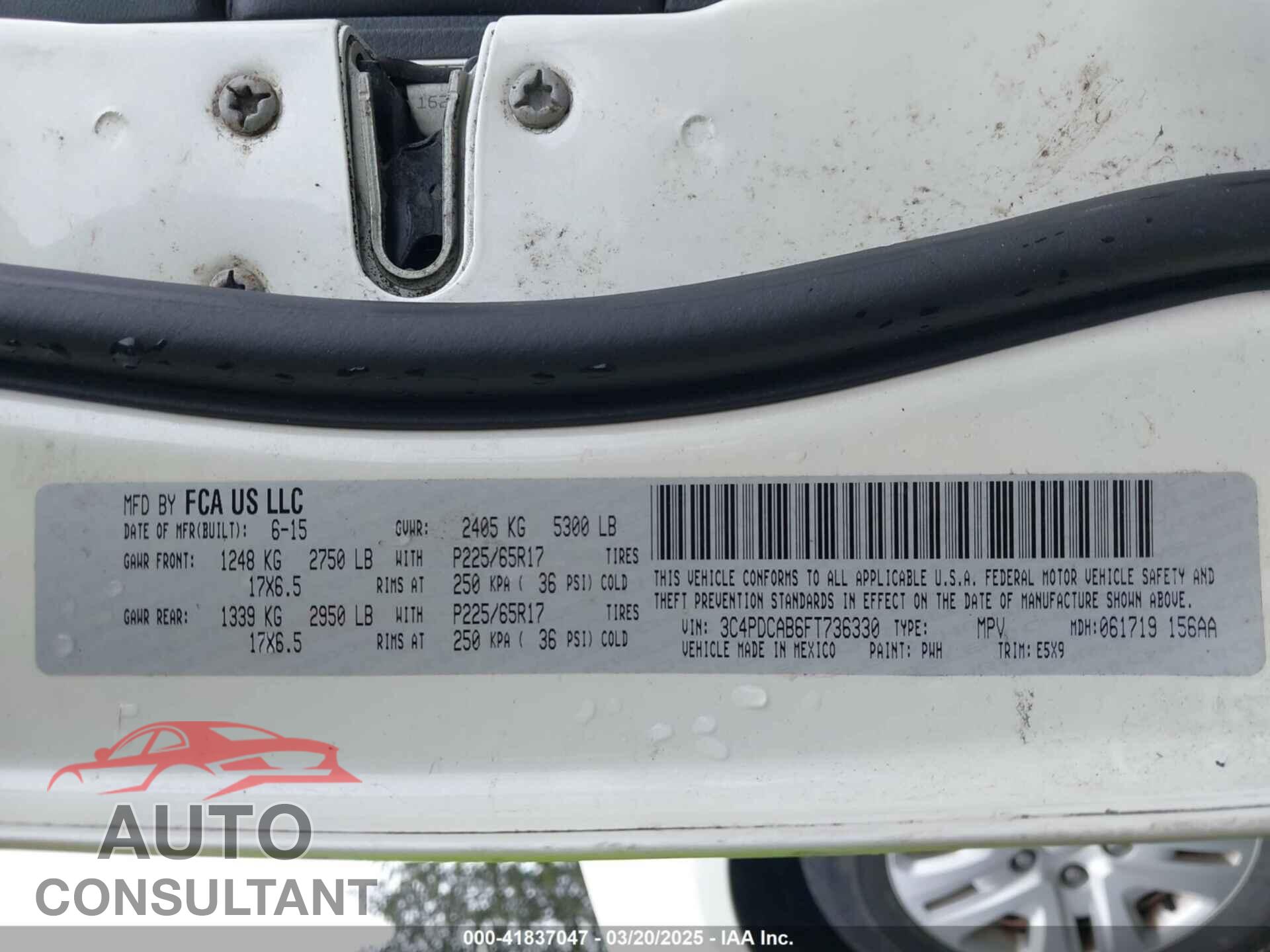 DODGE JOURNEY 2015 - 3C4PDCAB6FT736330