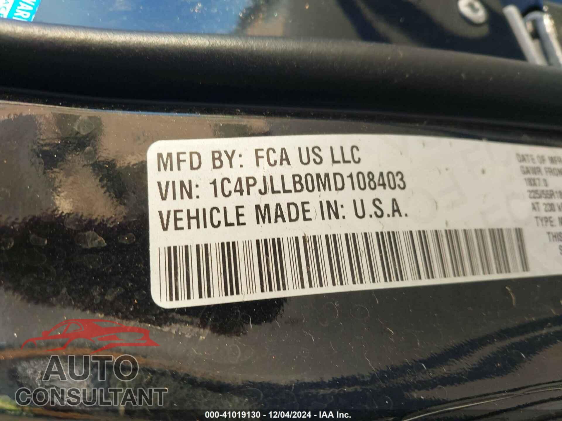 JEEP CHEROKEE 2021 - 1C4PJLLB0MD108403
