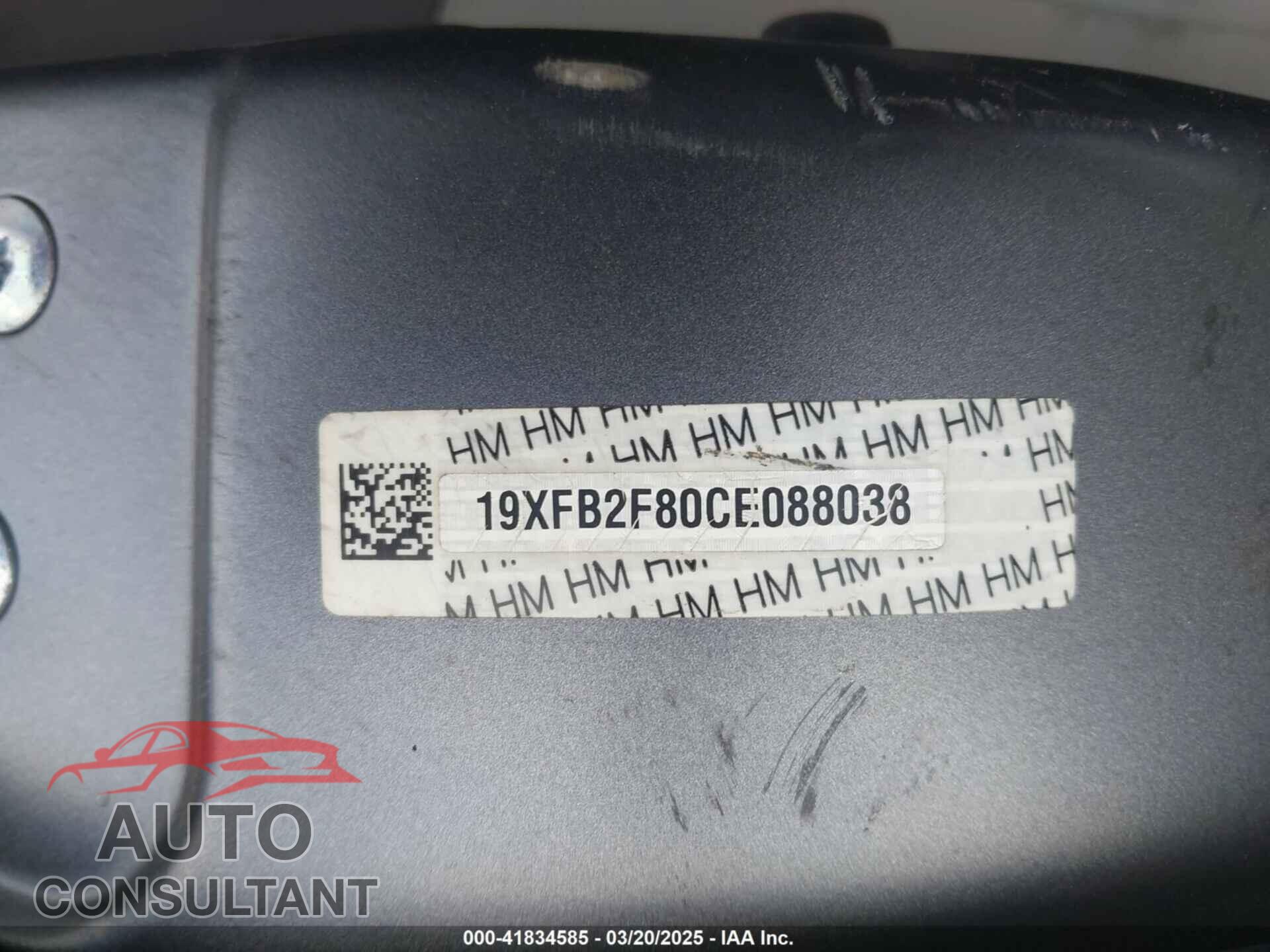 HONDA CIVIC 2012 - 19XFB2F80CE088038
