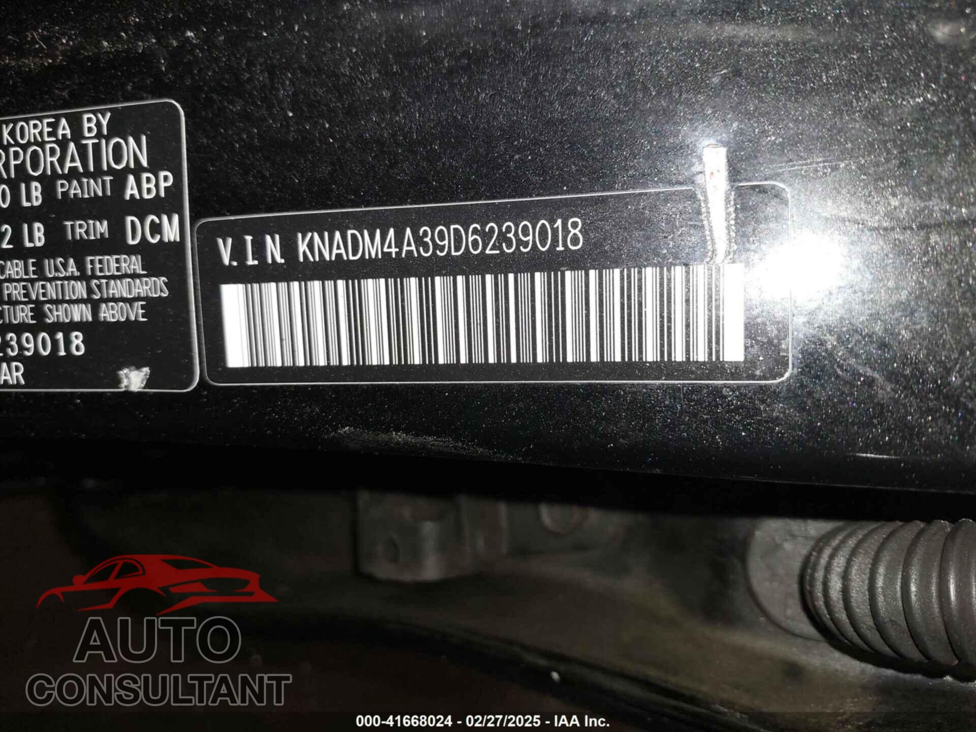 KIA RIO 2013 - KNADM4A39D6239018
