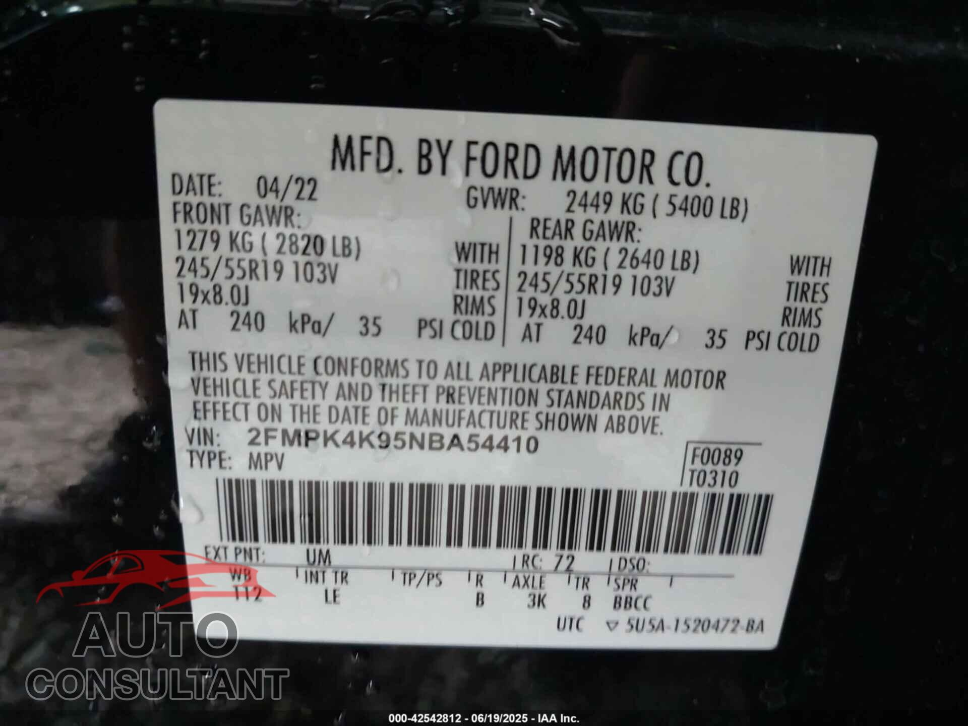FORD EDGE 2022 - 2FMPK4K95NBA54410