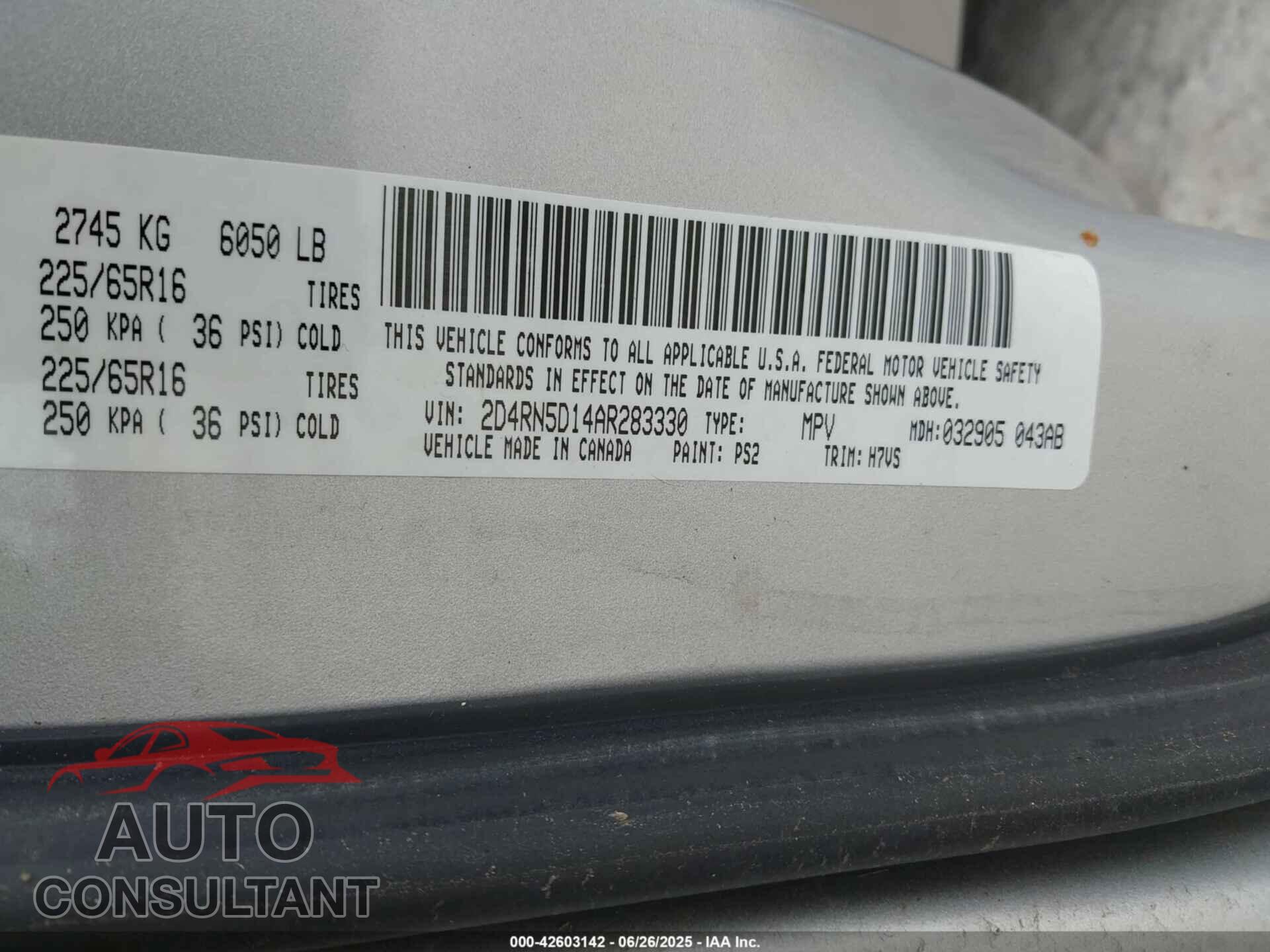 DODGE GRAND CARAVAN 2010 - 2D4RN5D14AR283330