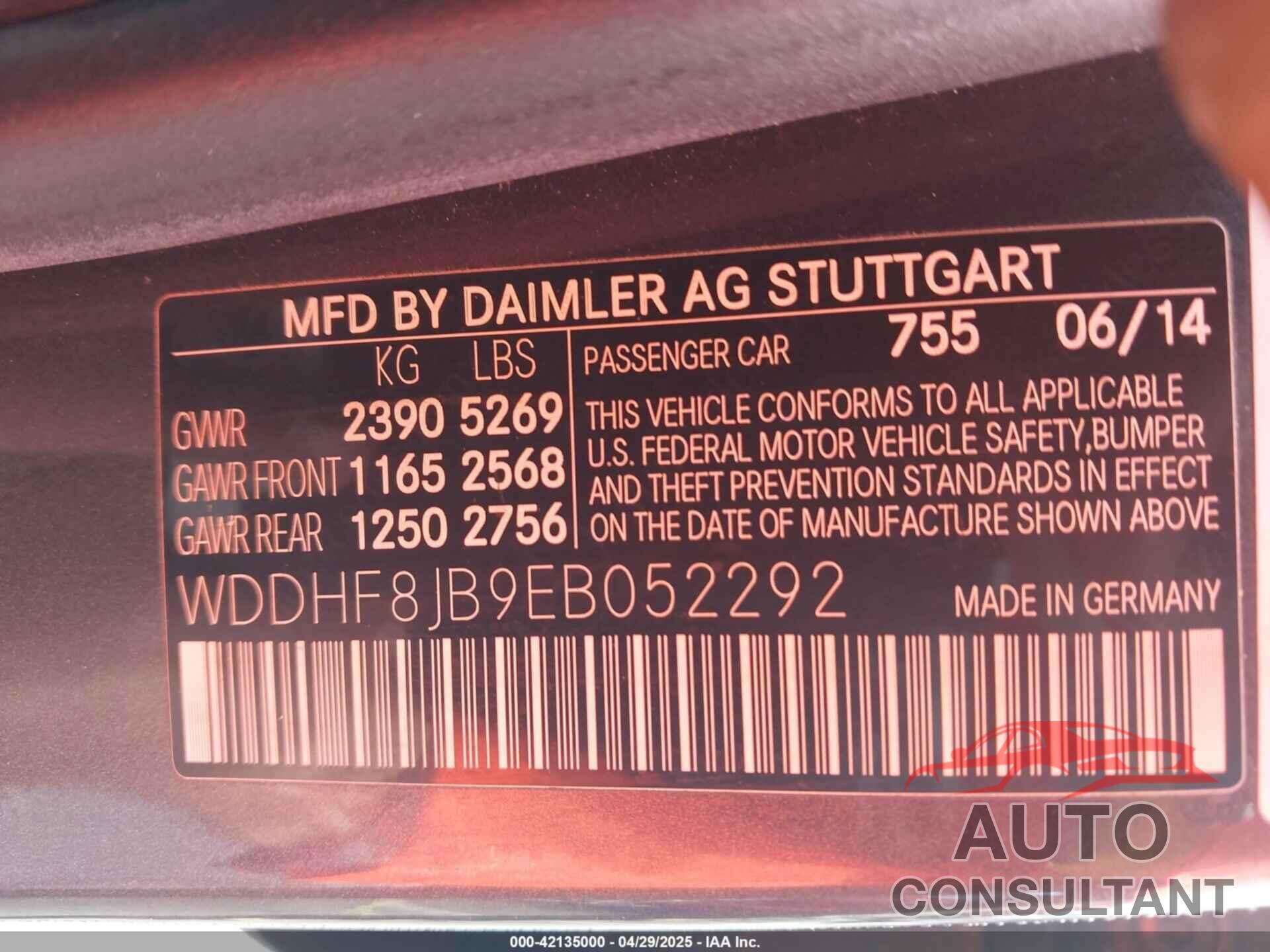 MERCEDES-BENZ E 350 2014 - WDDHF8JB9EB052292