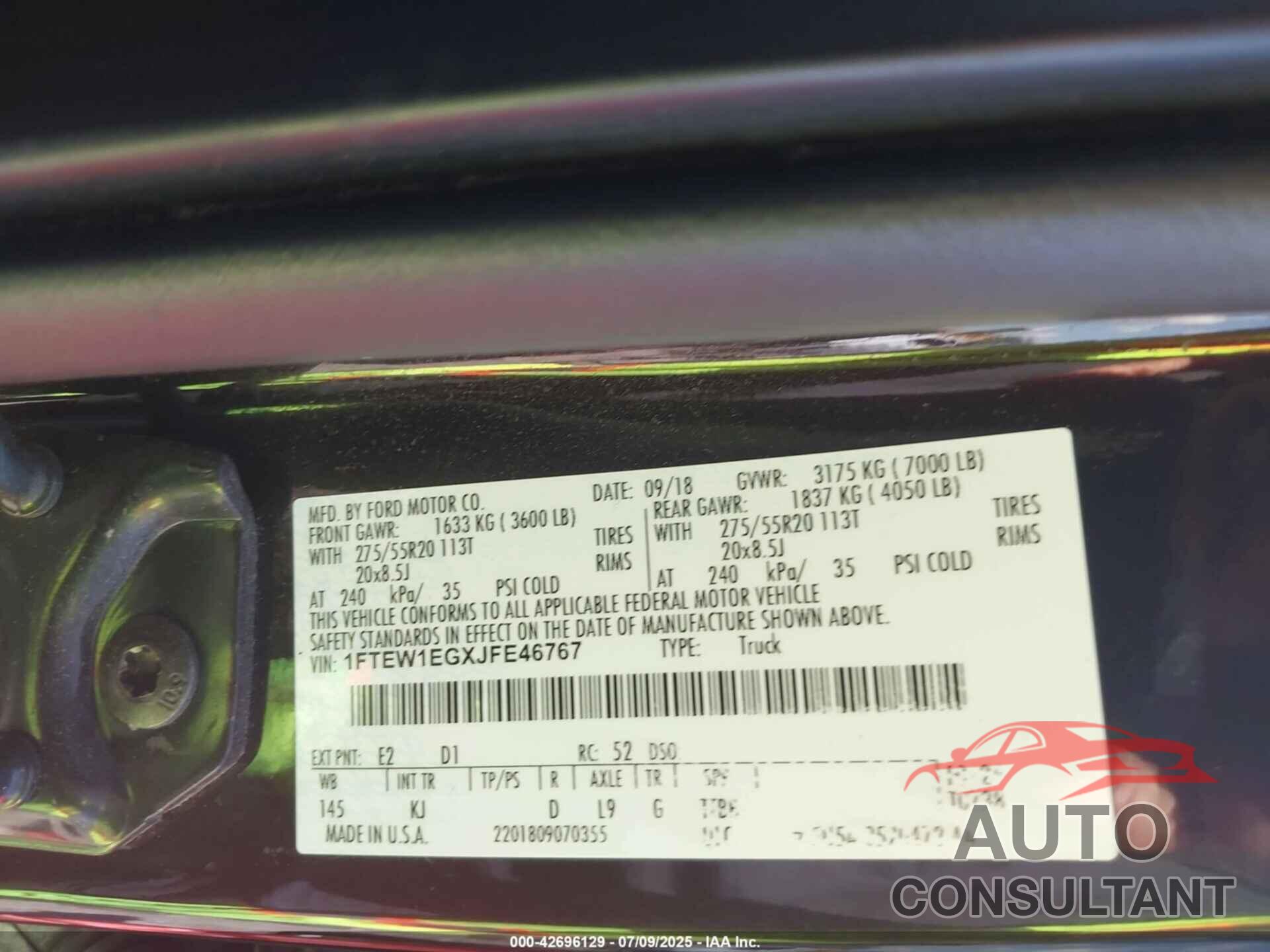 FORD F-150 2018 - 1FTEW1EGXJFE46767