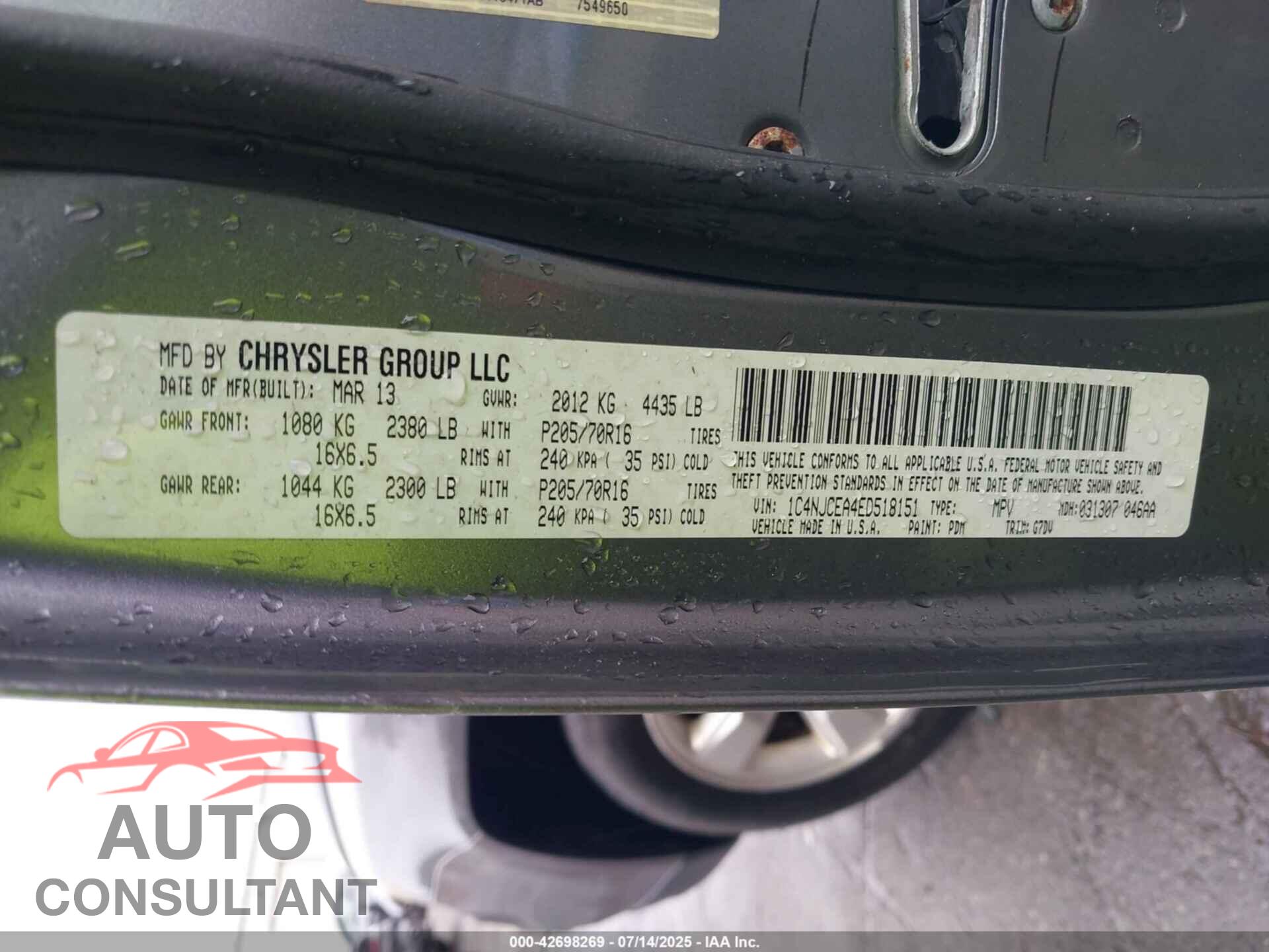 JEEP COMPASS 2014 - 1C4NJCEA4ED518151