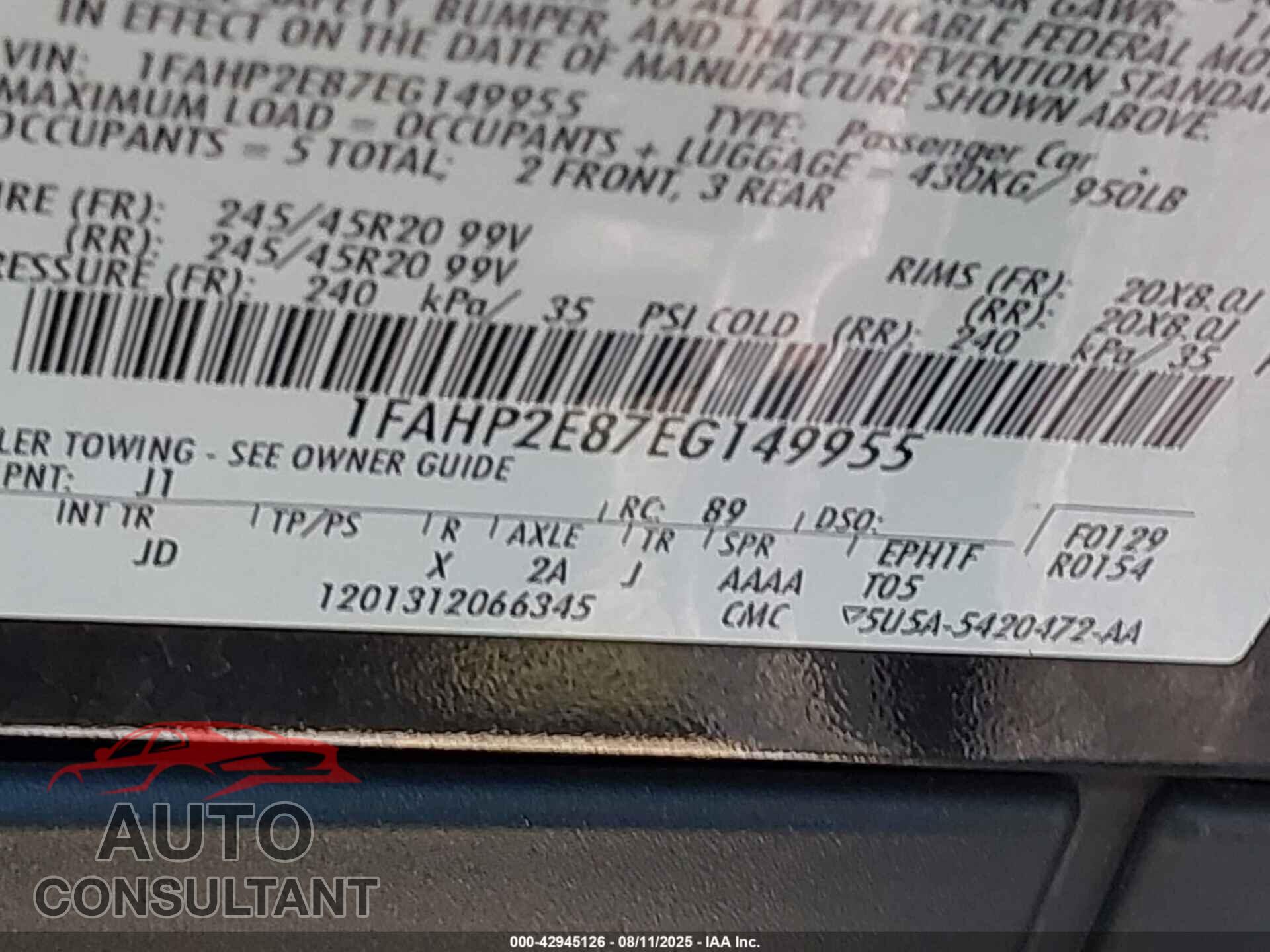 FORD TAURUS 2014 - 1FAHP2E87EG149955