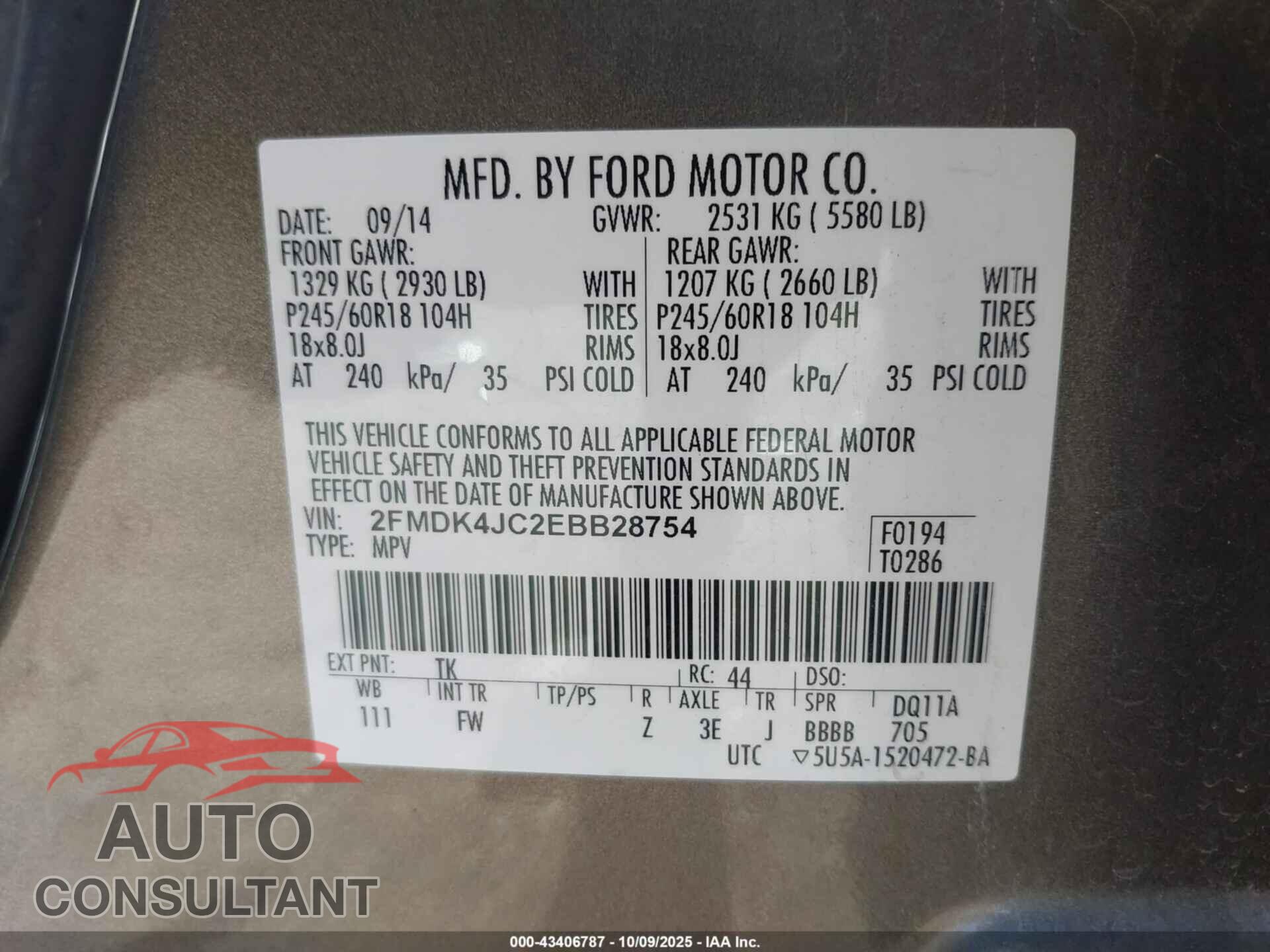FORD EDGE 2014 - 2FMDK4JC2EBB28754