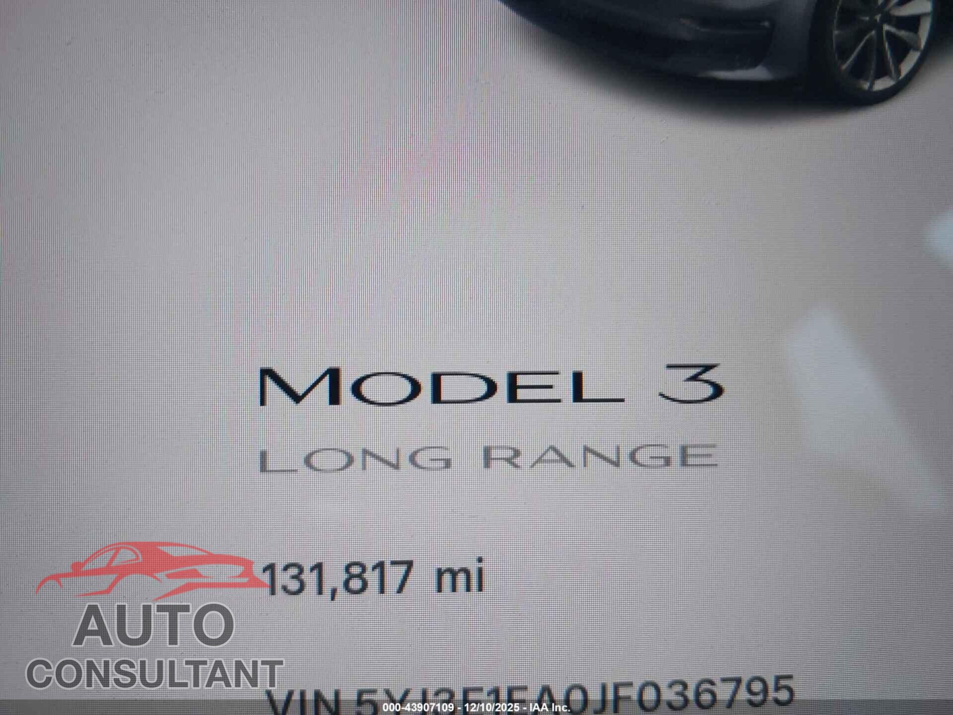 TESLA MODEL 3 2018 - 5YJ3E1EA0JF036795
