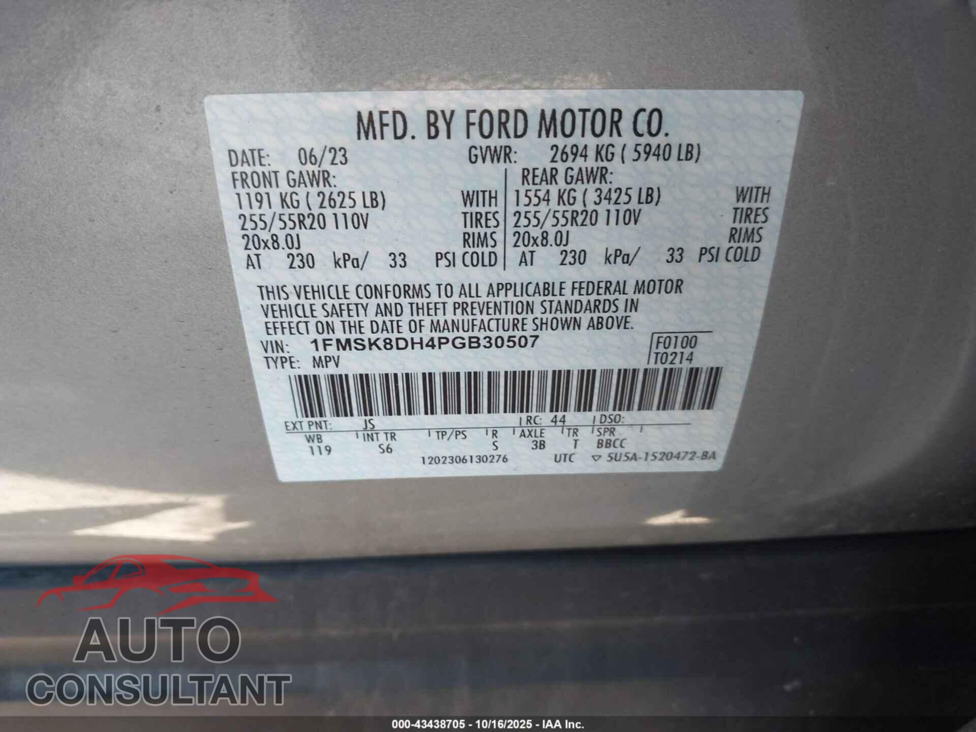 FORD EXPLORER 2023 - 1FMSK8DH4PGB30507
