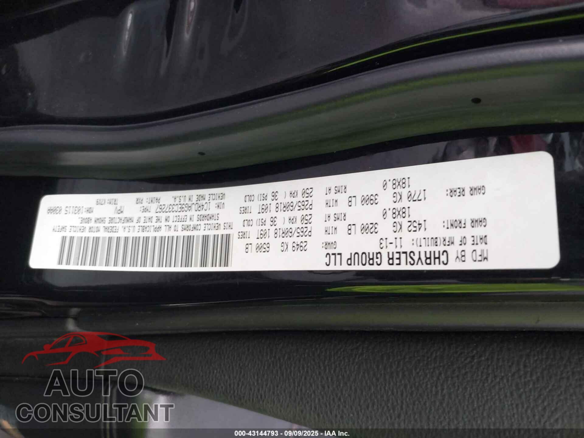 DODGE DURANGO 2014 - 1C4RDJAG9EC337267