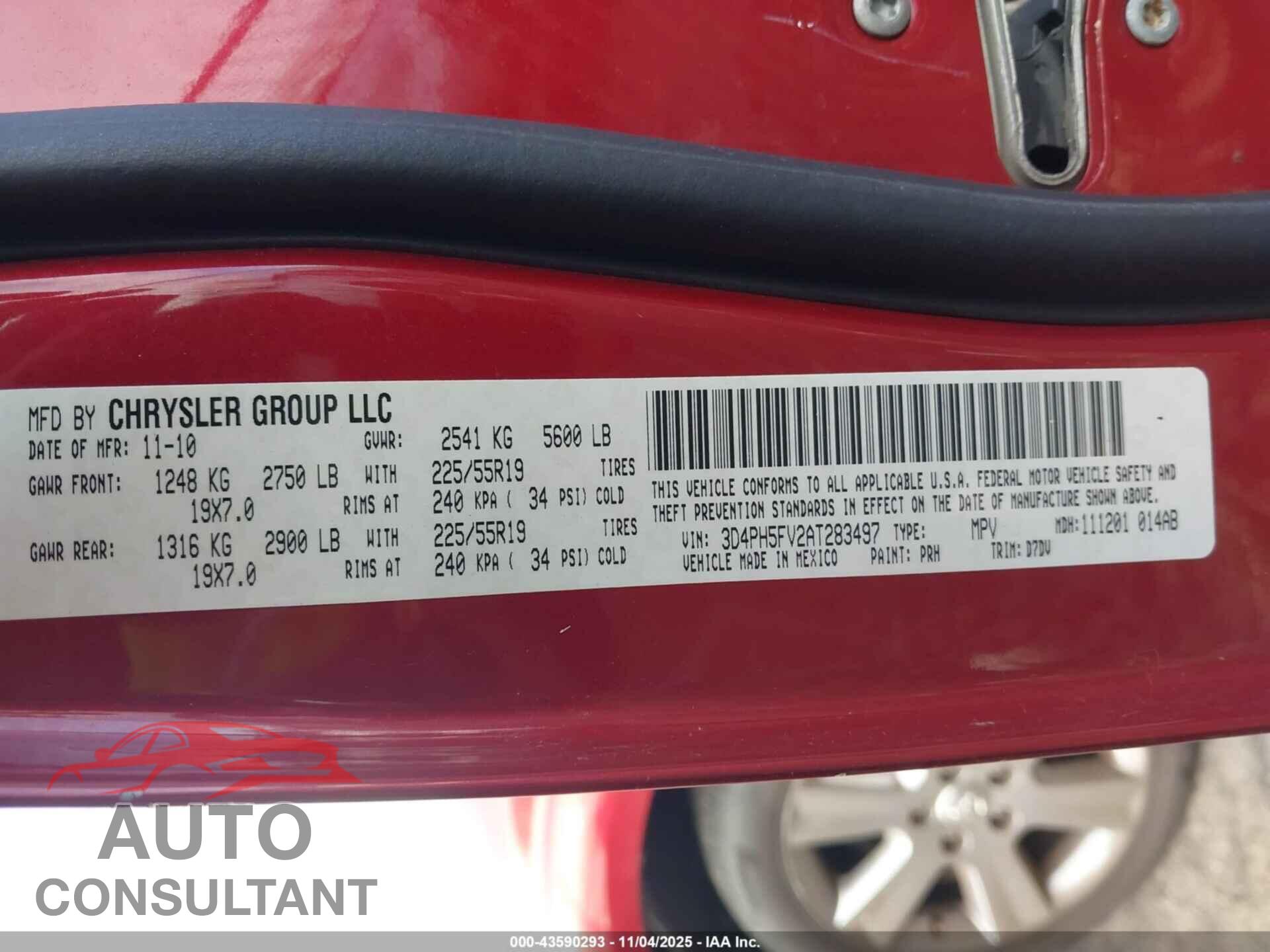 DODGE JOURNEY 2010 - 3D4PH5FV2AT283497