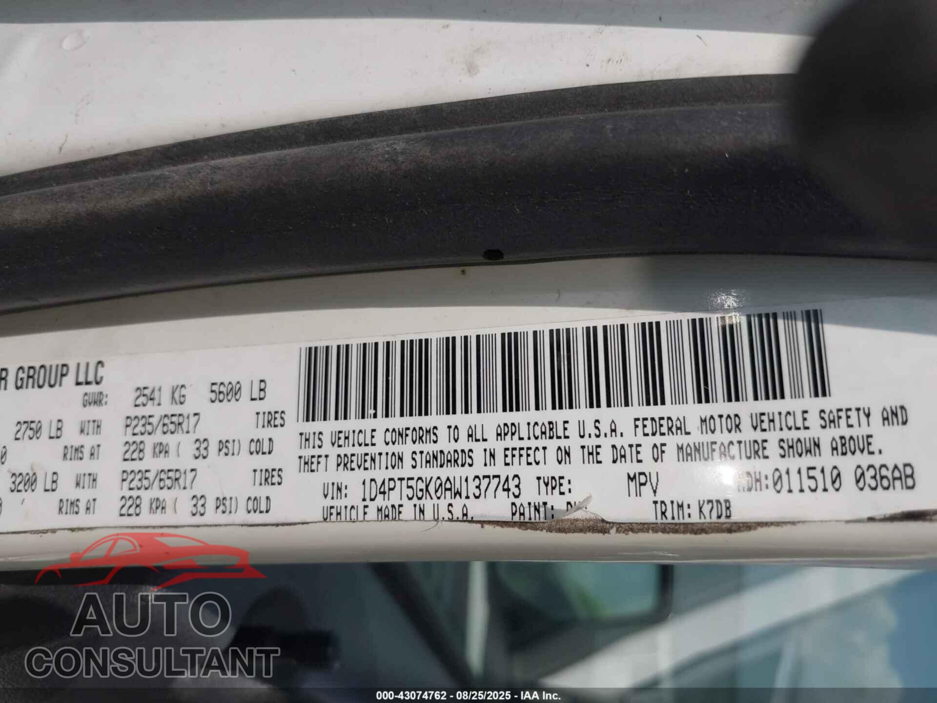 DODGE NITRO 2010 - 1D4PT5GK0AW137743