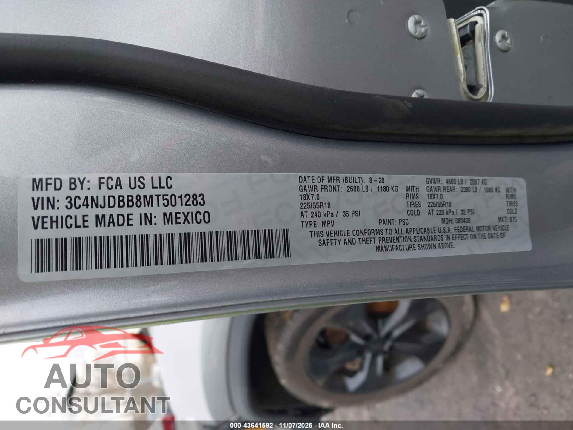 JEEP COMPASS 2021 - 3C4NJDBB8MT501283
