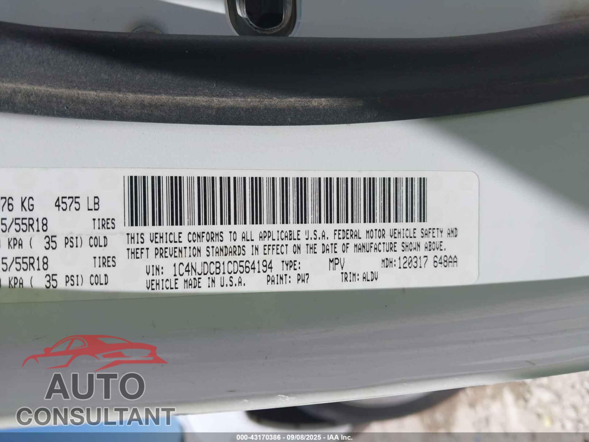 JEEP COMPASS 2012 - 1C4NJDCB1CD564194