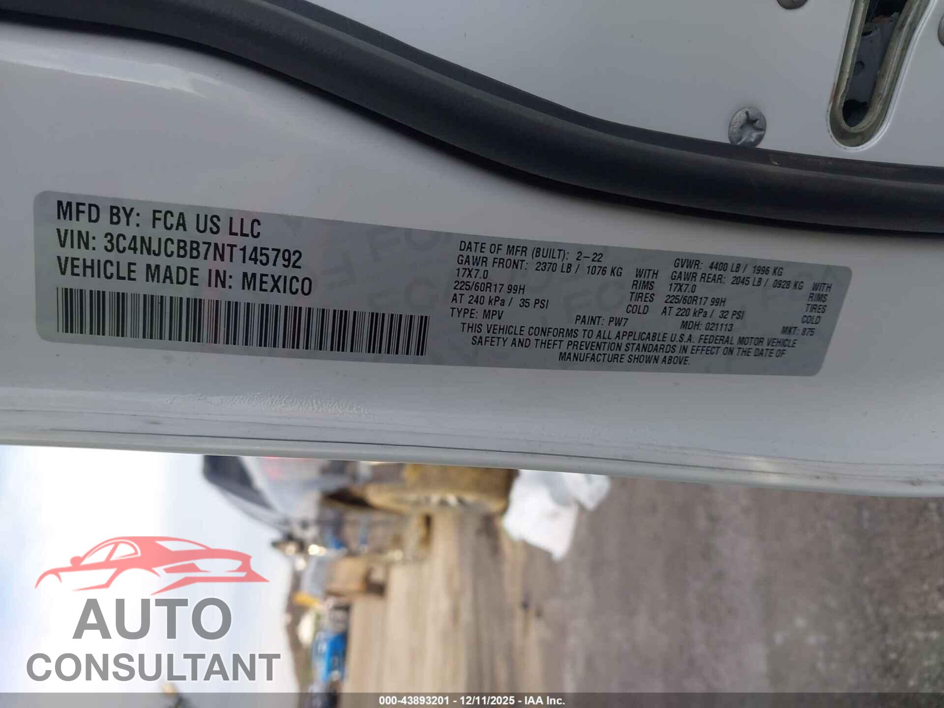 JEEP COMPASS 2022 - 3C4NJCBB7NT145792