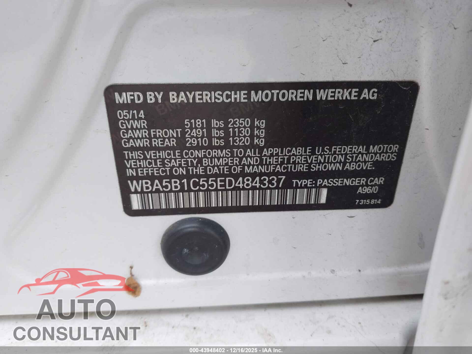 BMW 535I 2014 - WBA5B1C55ED484337