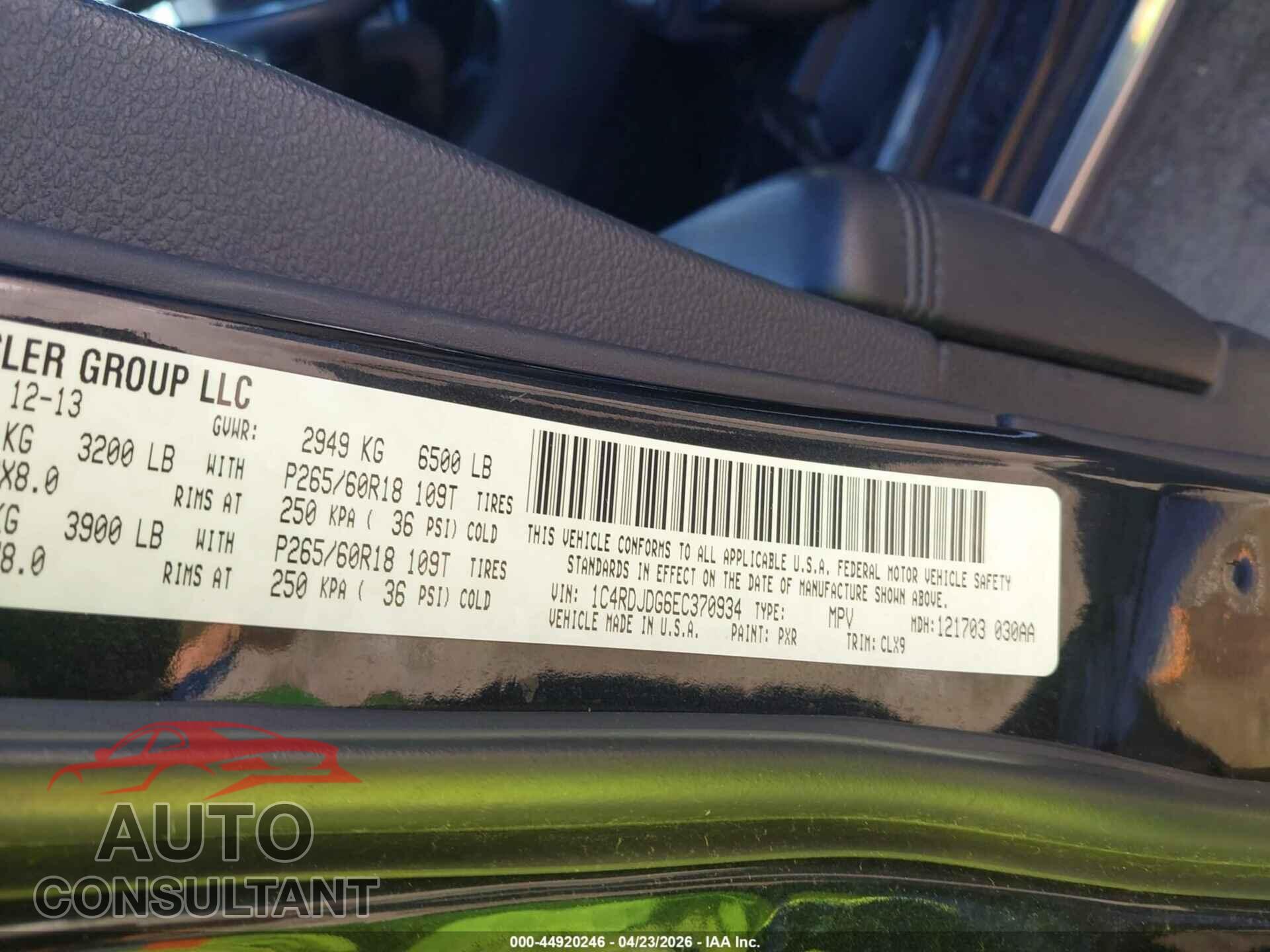 DODGE DURANGO 2014 - 1C4RDJDG6EC370934
