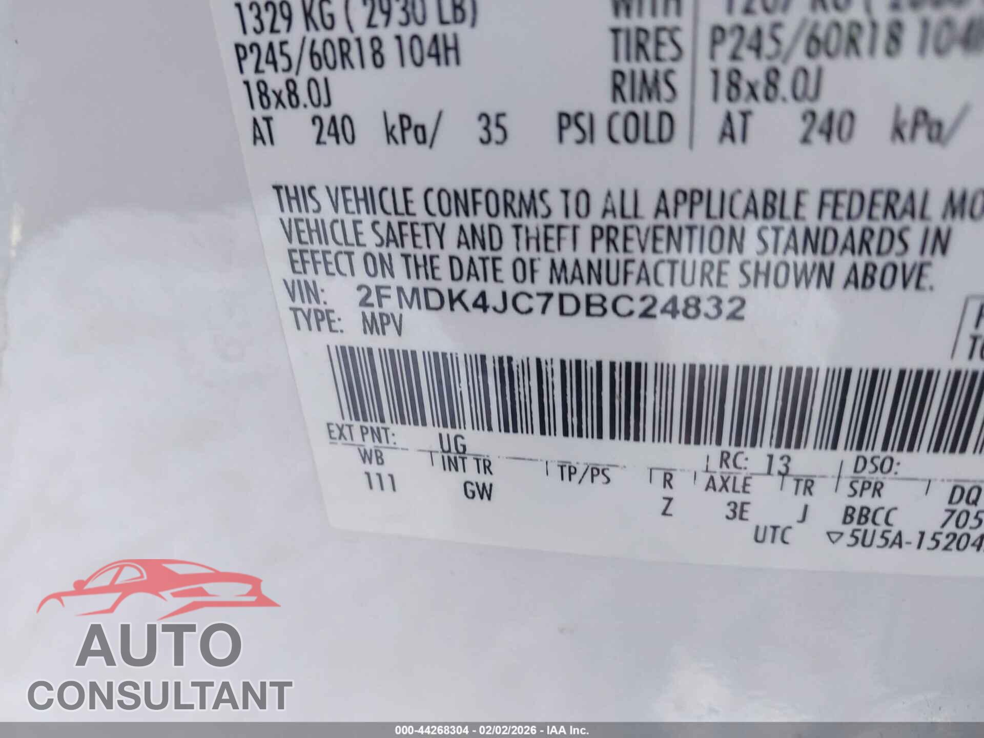 FORD EDGE 2013 - 2FMDK4JC7DBC24832