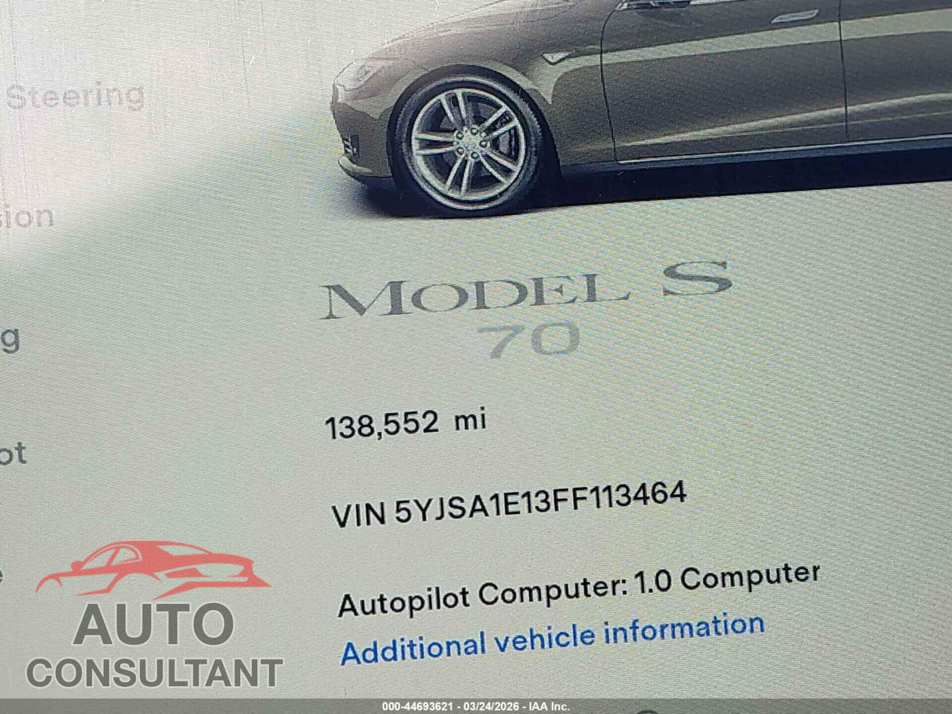 TESLA MODEL S 2015 - 5YJSA1E13FF113464