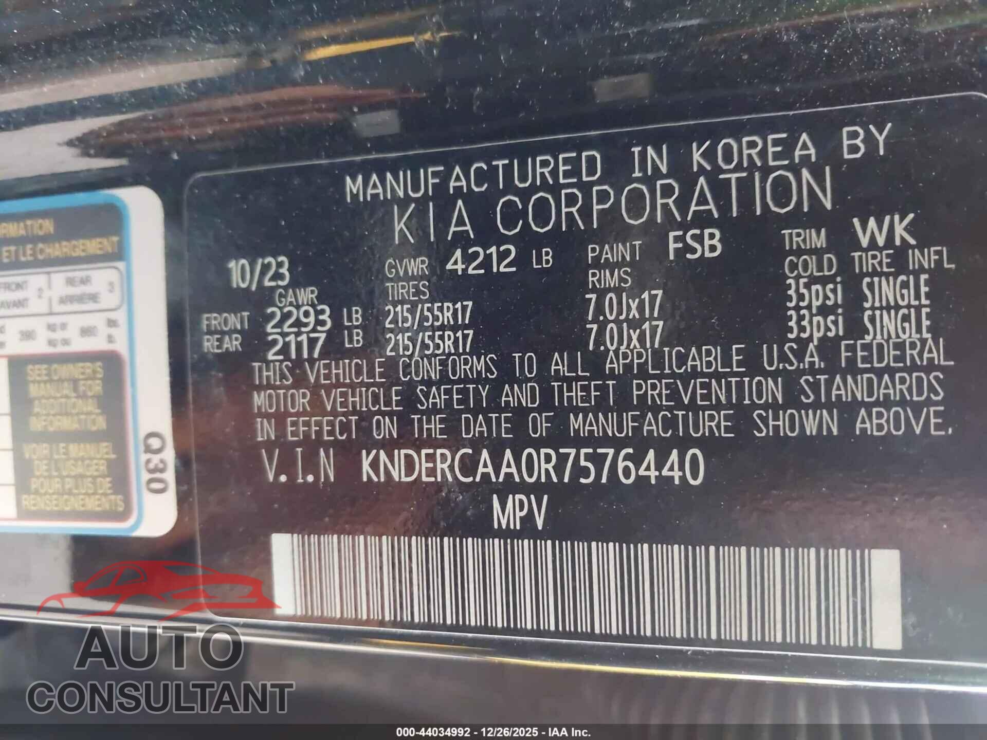KIA SELTOS 2024 - KNDERCAA0R7576440