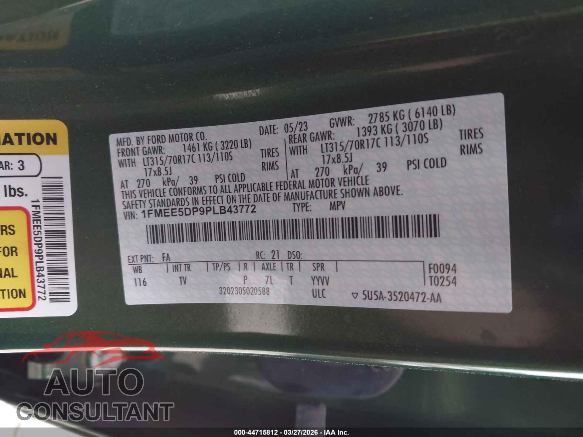 FORD BRONCO 2023 - 1FMEE5DP9PLB43772
