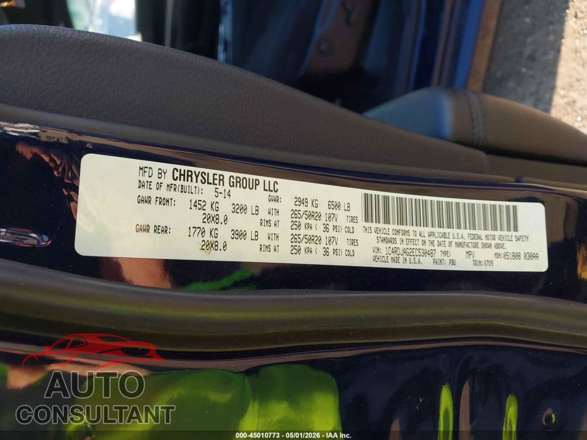 DODGE DURANGO 2014 - 1C4RDJAG2EC530487