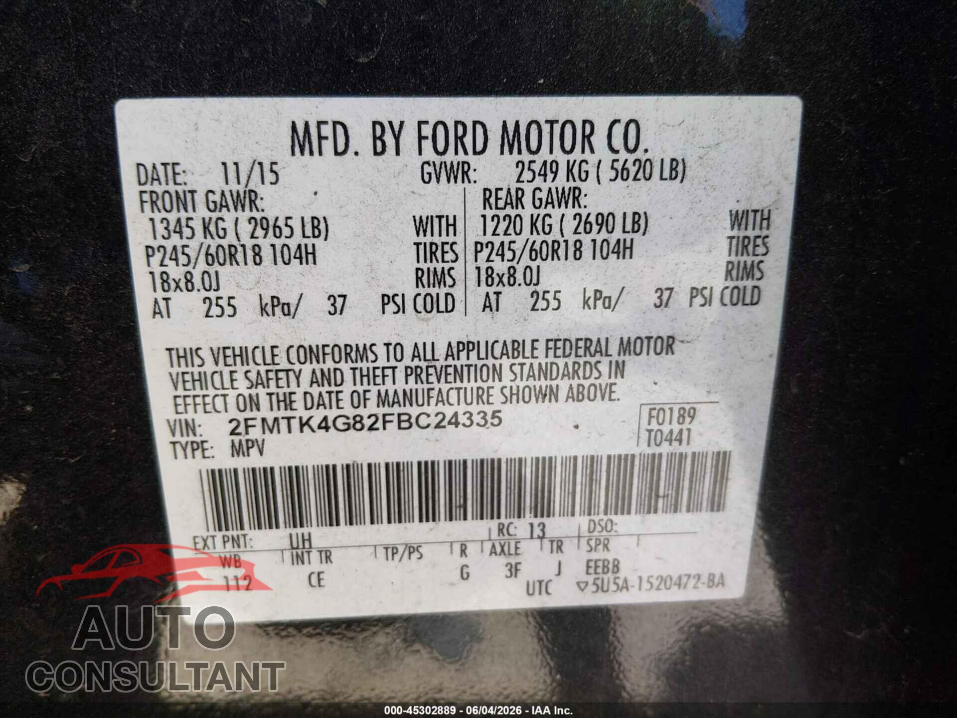 FORD EDGE 2015 - 2FMTK4G82FBC24335