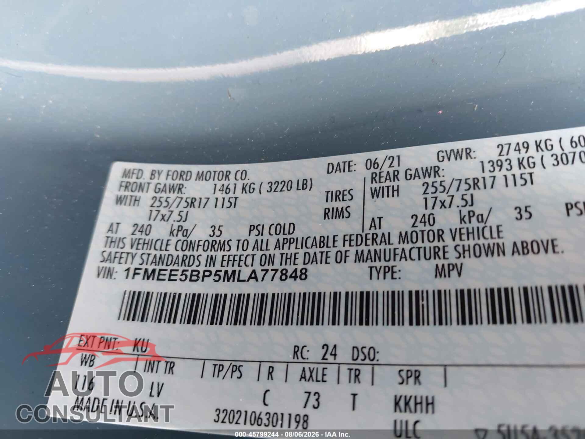 FORD BRONCO 2021 - 1FMEE5BP5MLA77848