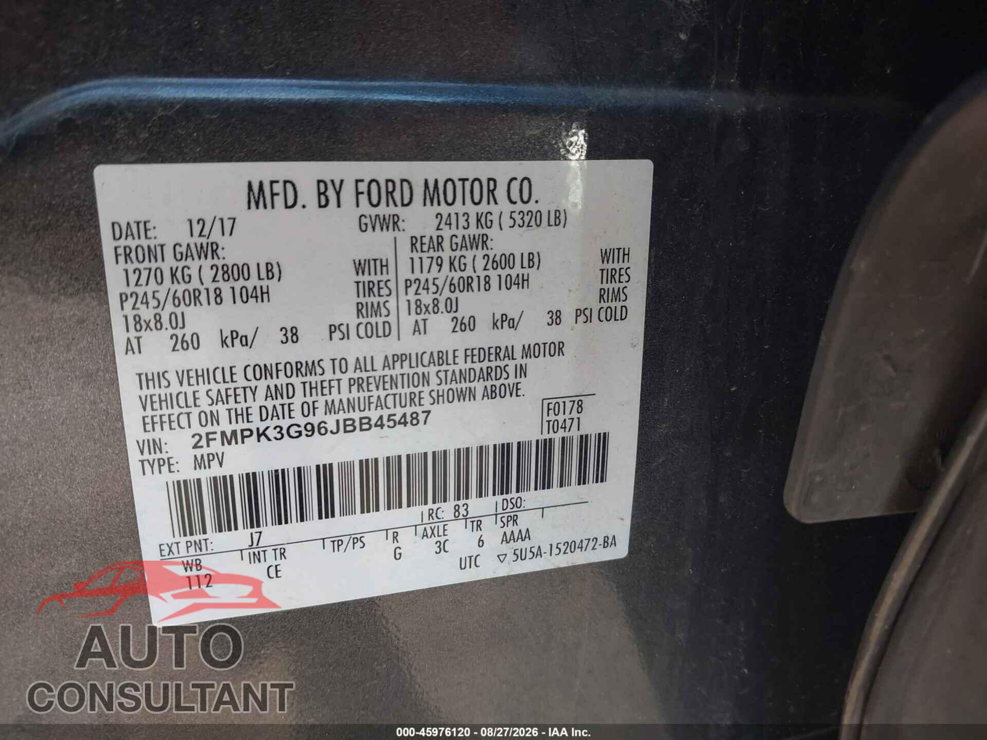 FORD EDGE 2018 - 2FMPK3G96JBB45487