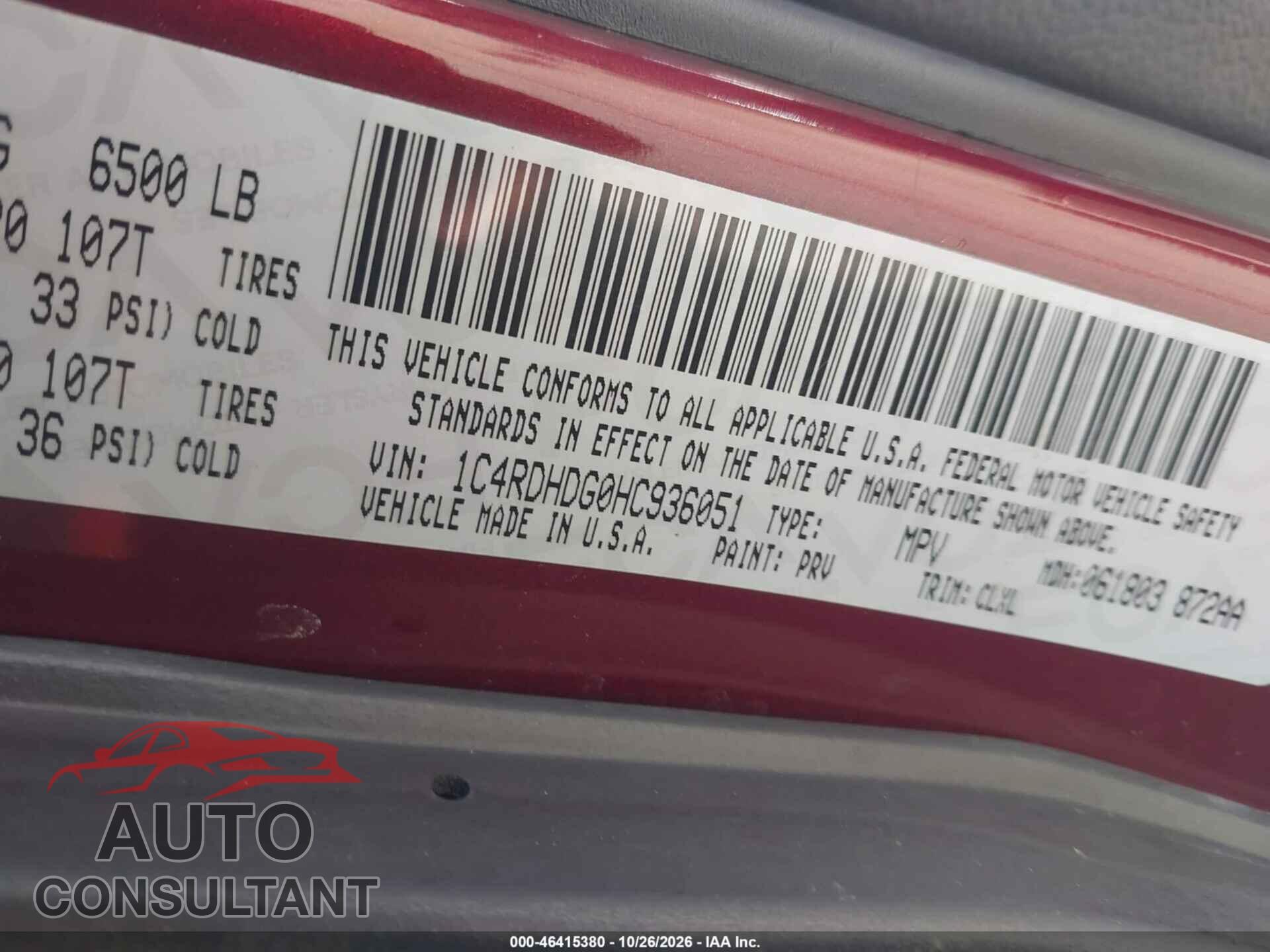 DODGE DURANGO 2017 - 1C4RDHDG0HC936051