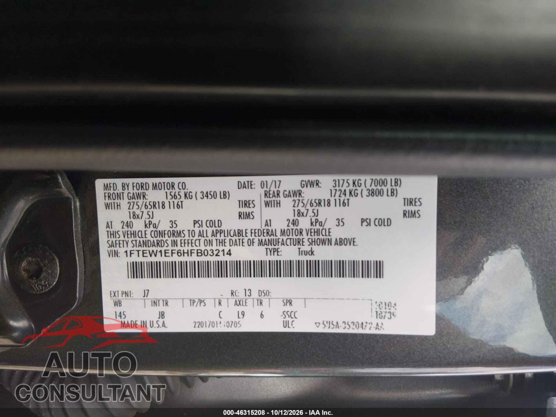 FORD F-150 2017 - 1FTEW1EF6HFB03214