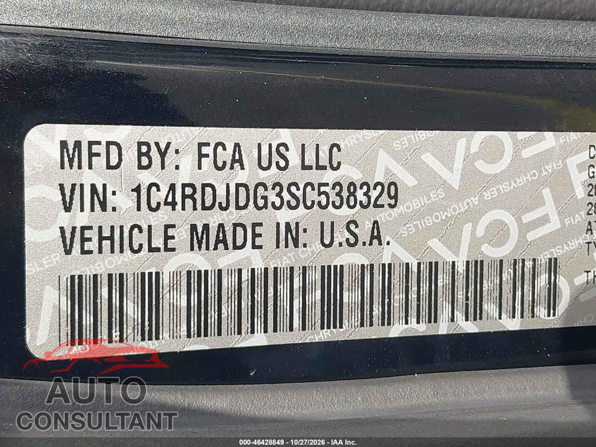 DODGE DURANGO 2025 - 1C4RDJDG3SC538329