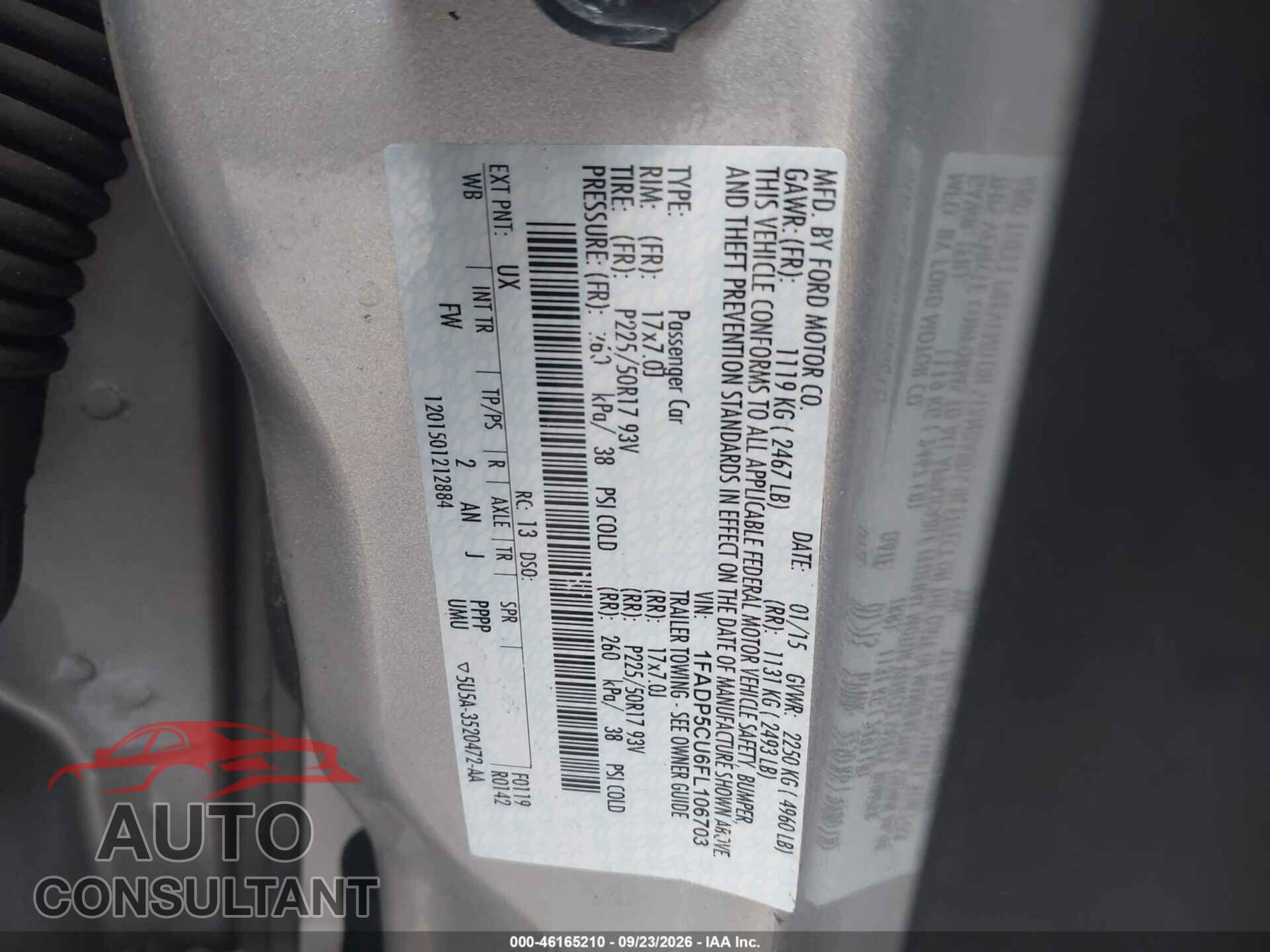 FORD C-MAX ENERGI 2015 - 1FADP5CU6FL106703