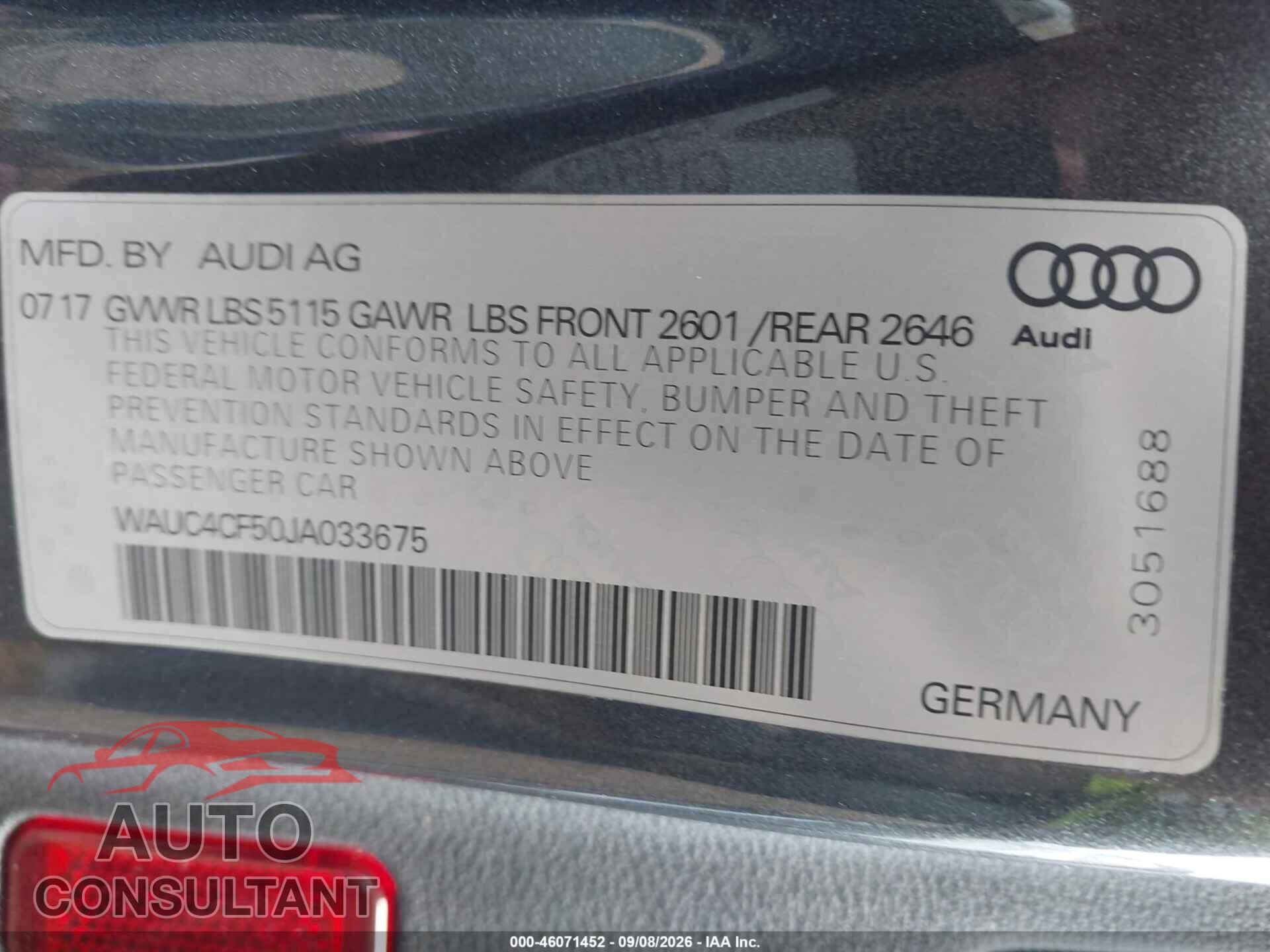 AUDI S5 2018 - WAUC4CF50JA033675