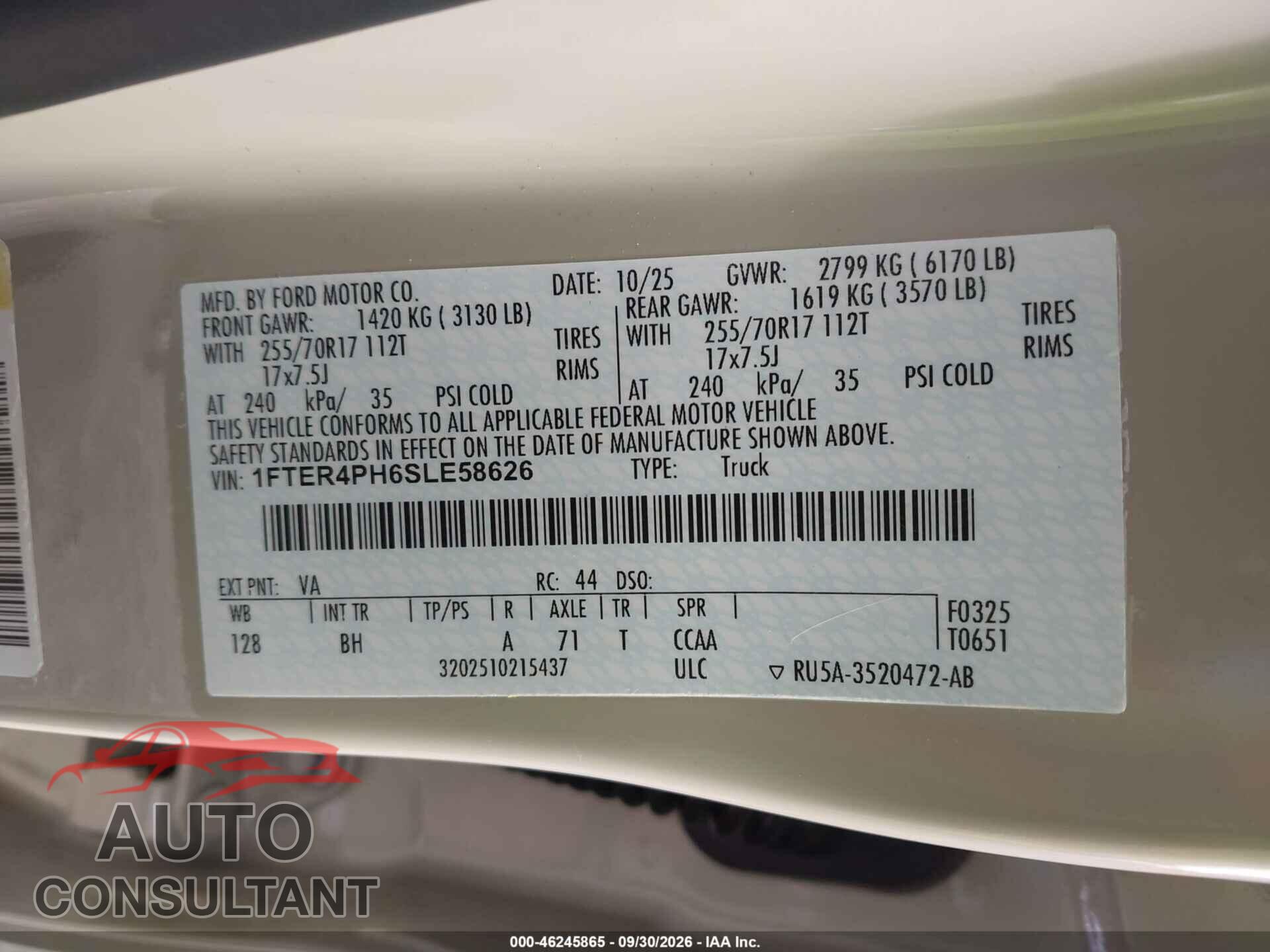 FORD RANGER 2025 - 1FTER4PH6SLE58626