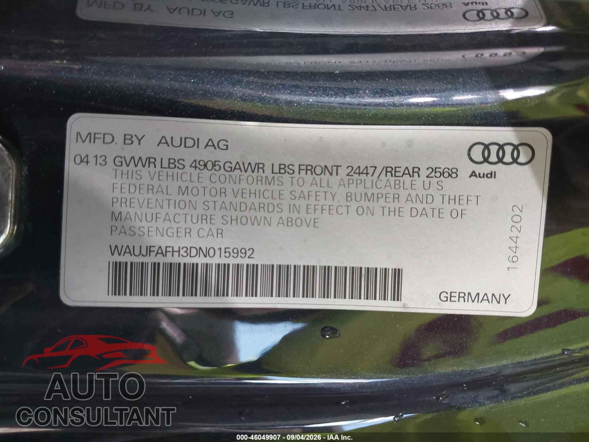 AUDI A5 2013 - WAUJFAFH3DN015992