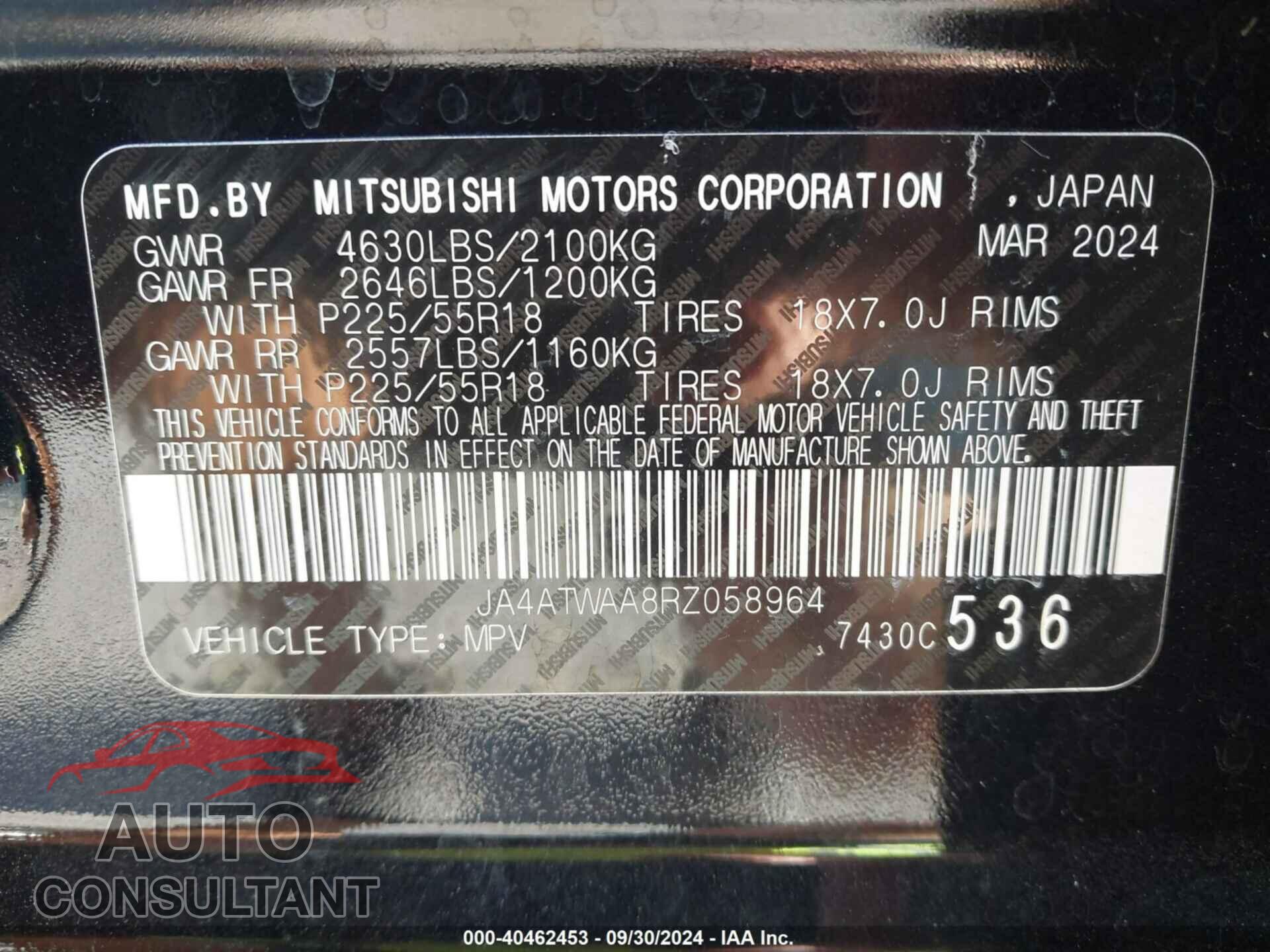 MITSUBISHI ECLIPSE CROSS 2024 - JA4ATWAA8RZ058964