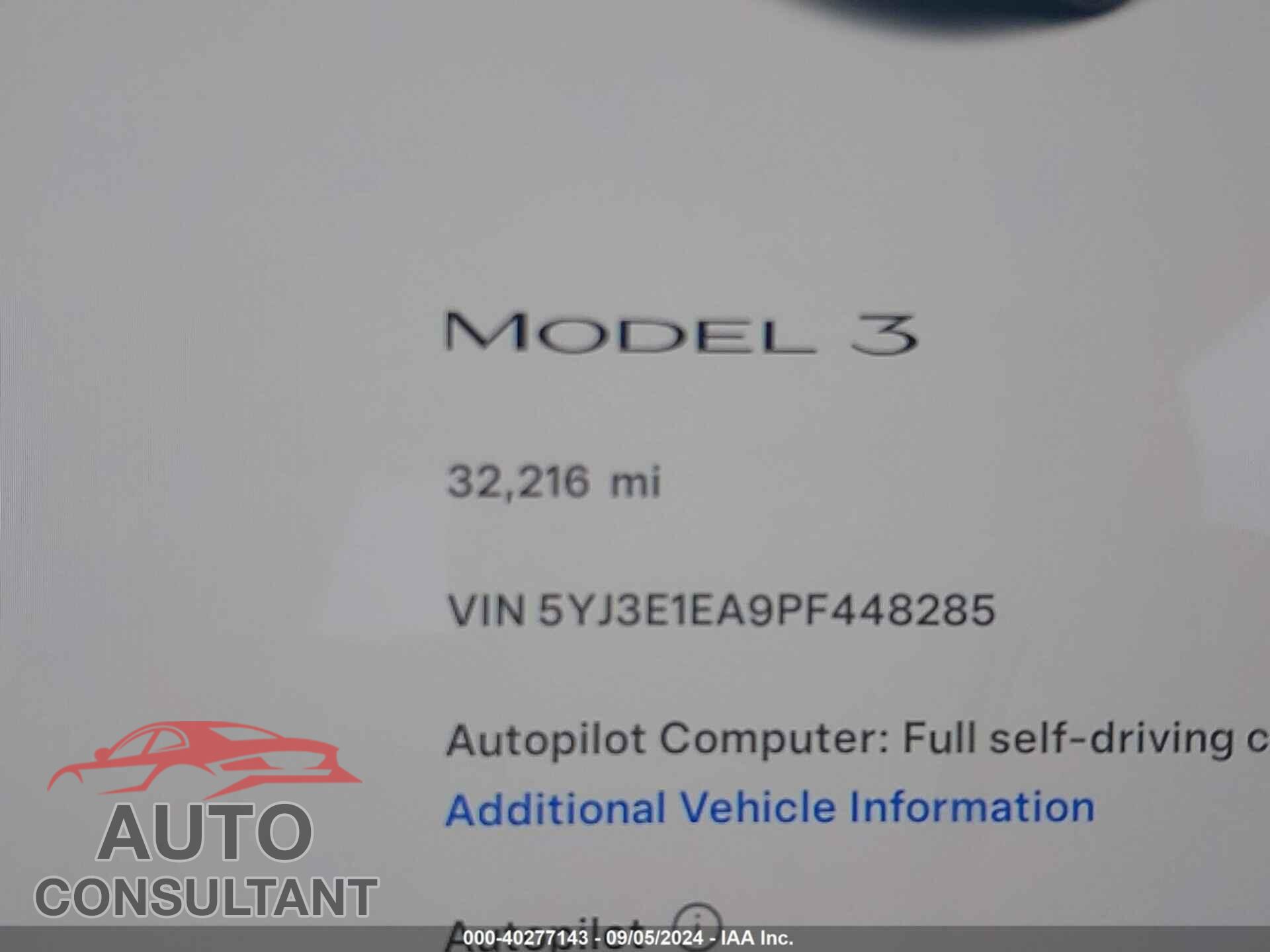 TESLA MODEL 3 2023 - 5YJ3E1EA9PF448285