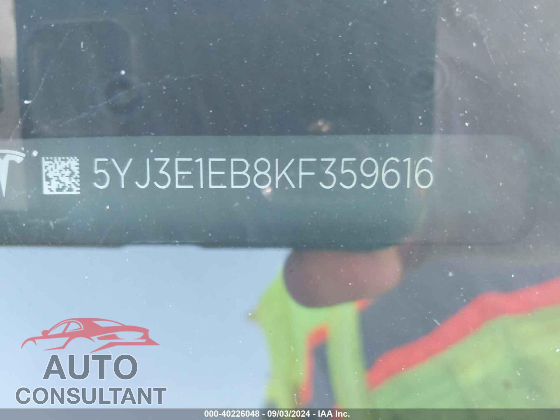 TESLA MODEL 3 2019 - 5YJ3E1EB8KF359616