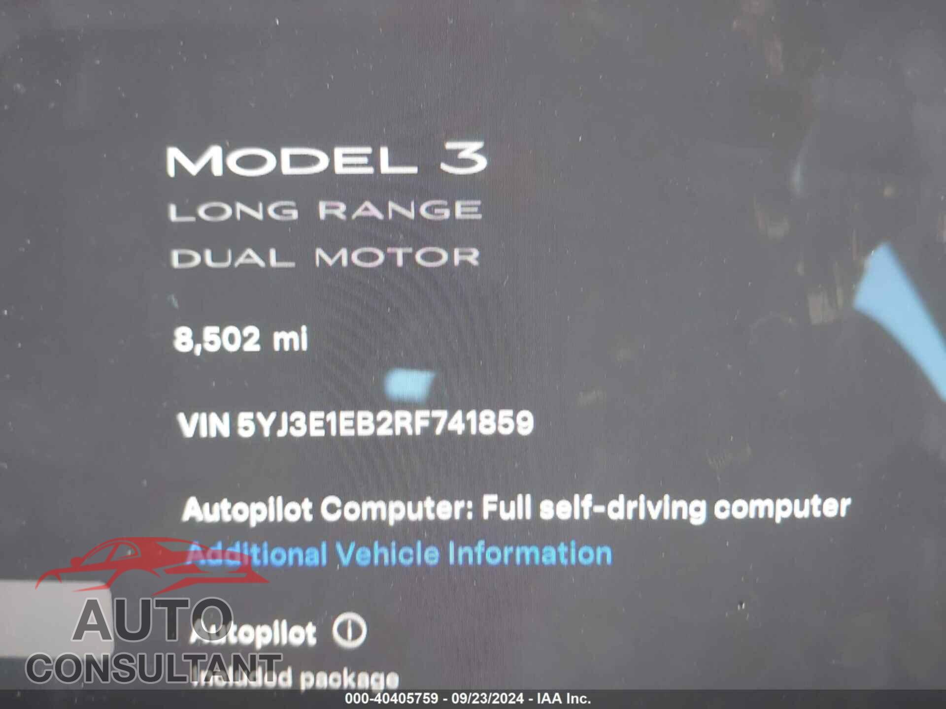 TESLA MODEL 3 2024 - 5YJ3E1EB2RF741859