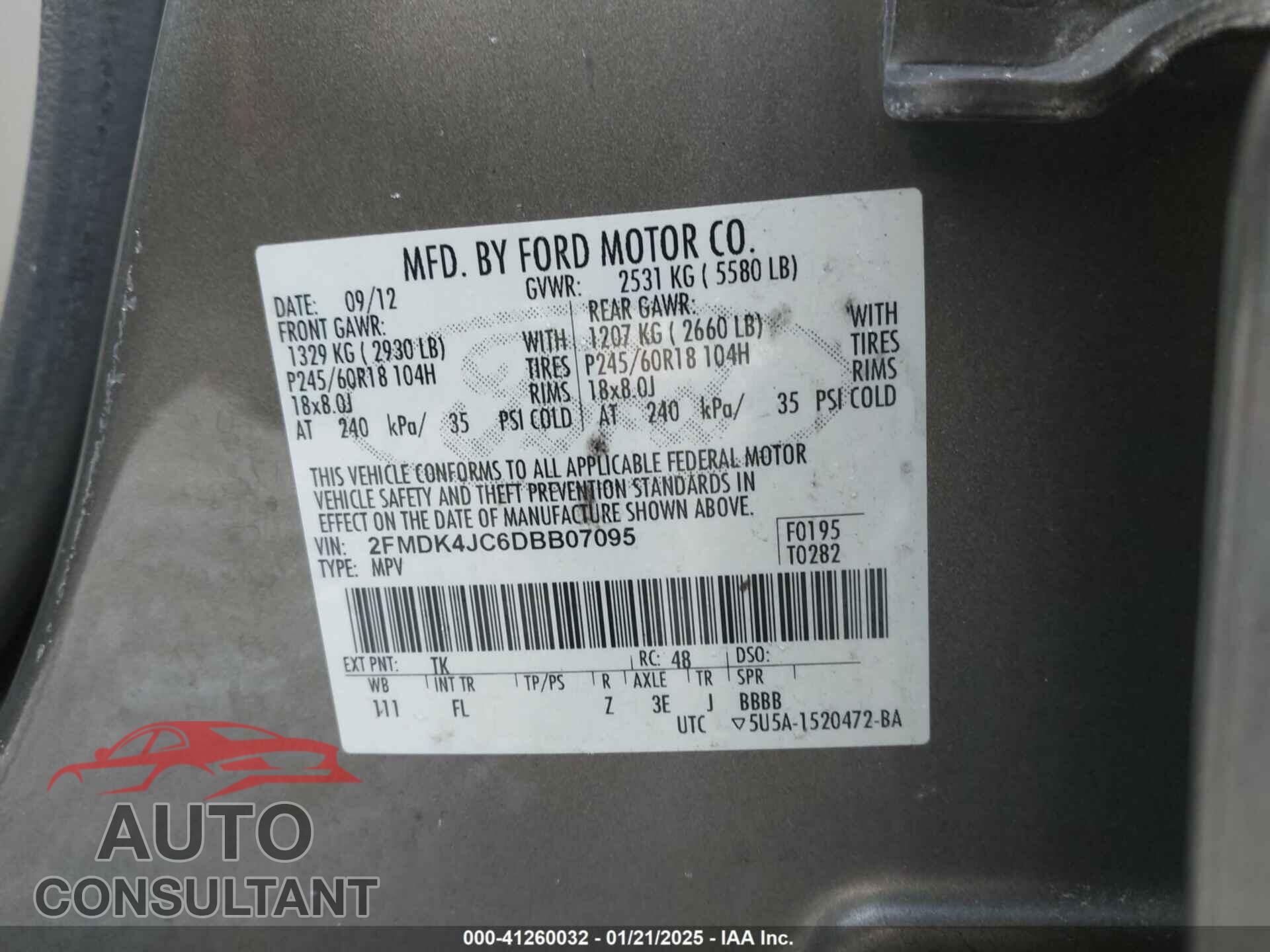 FORD EDGE 2013 - 2FMDK4JC6DBB07095