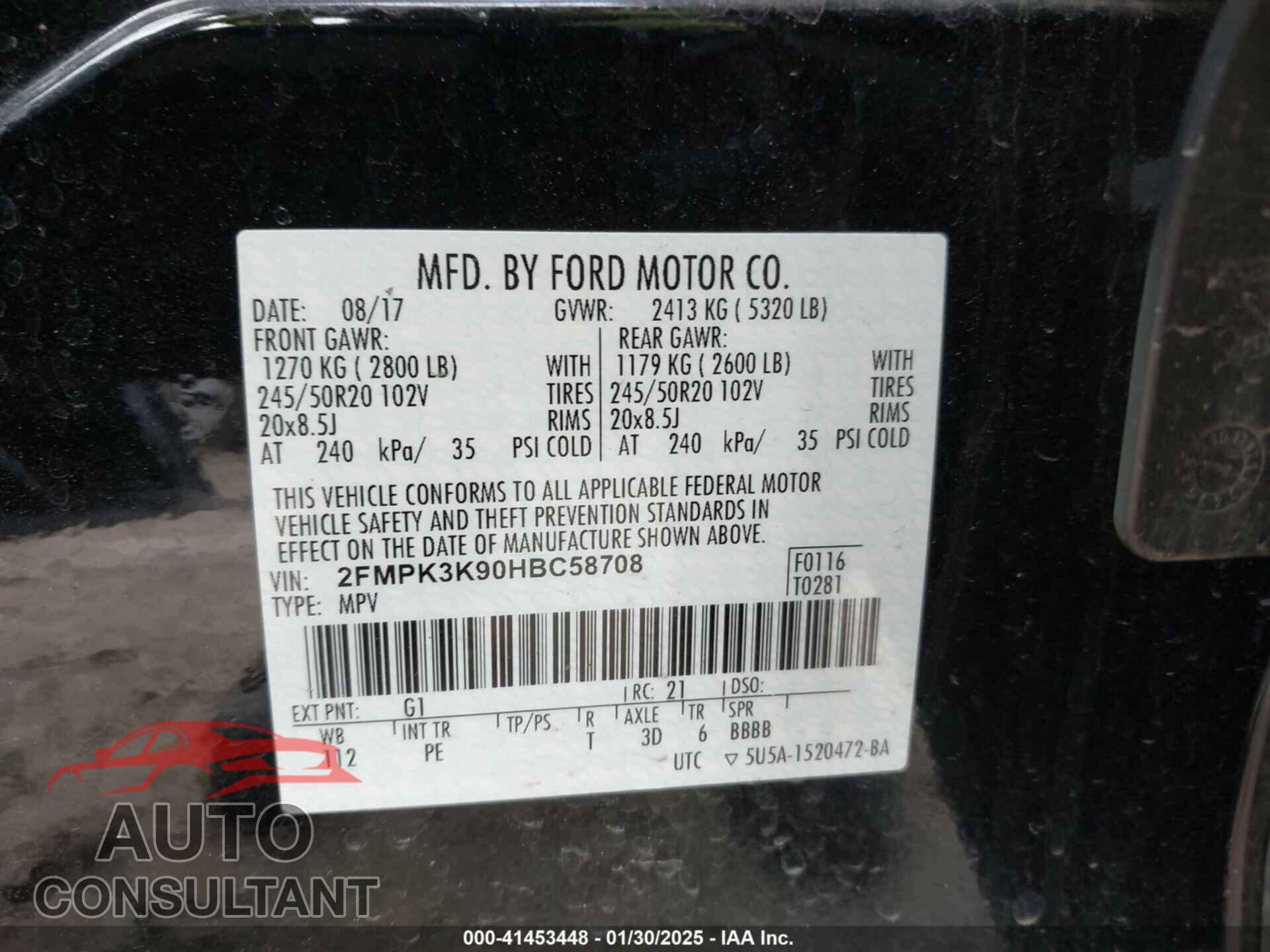 FORD EDGE 2017 - 2FMPK3K90HBC58708
