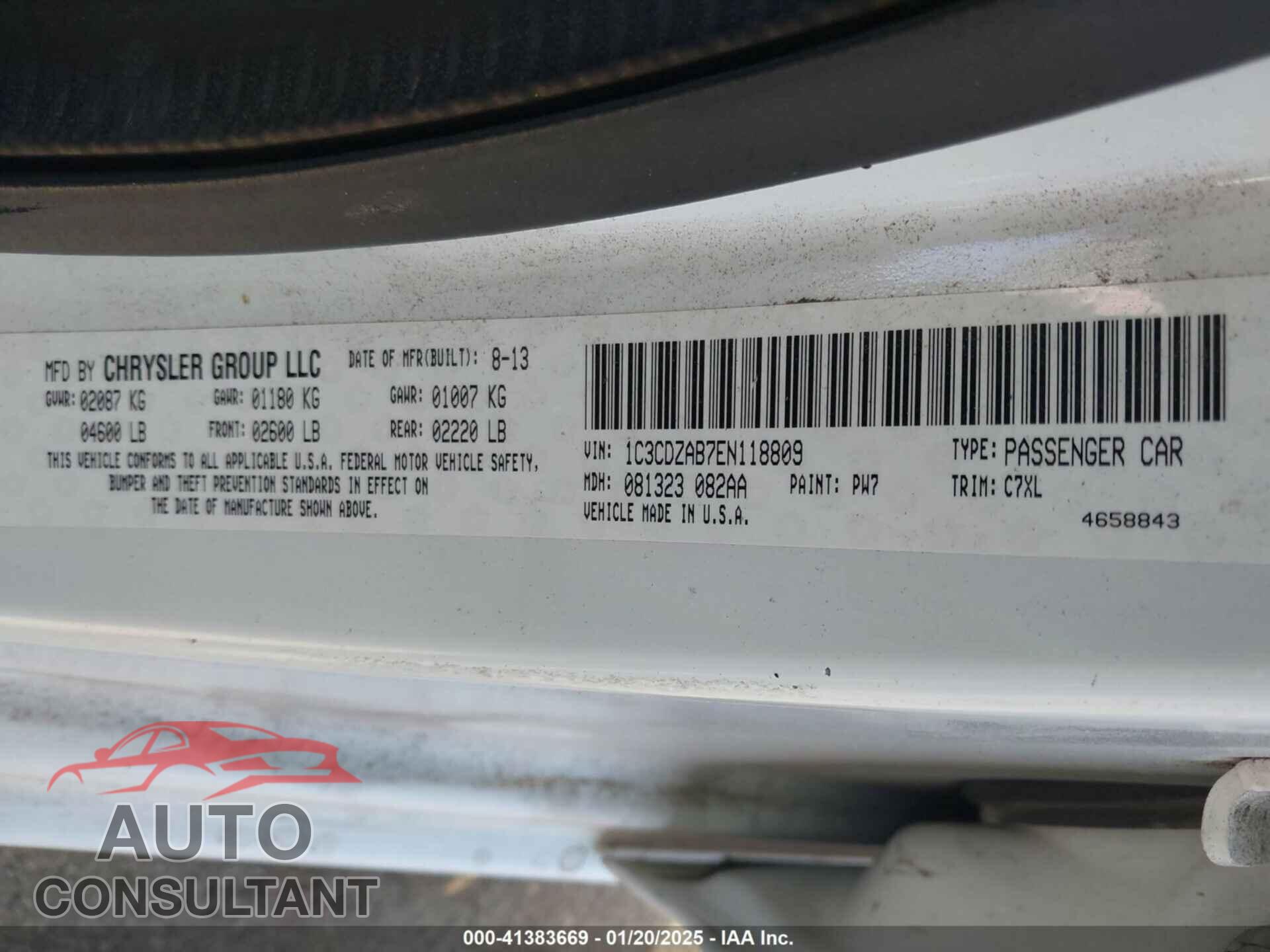 DODGE AVENGER 2014 - 1C3CDZAB7EN118809