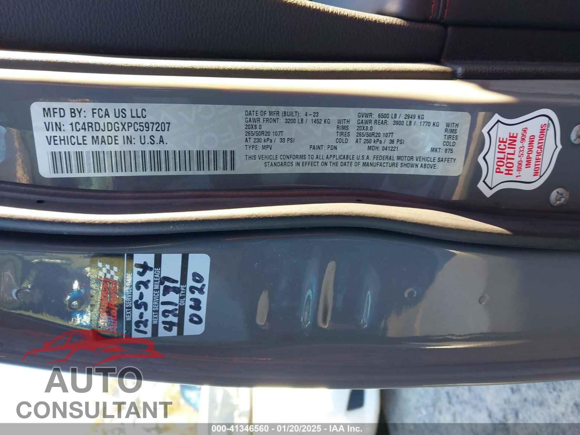 DODGE DURANGO 2023 - 1C4RDJDGXPC597207